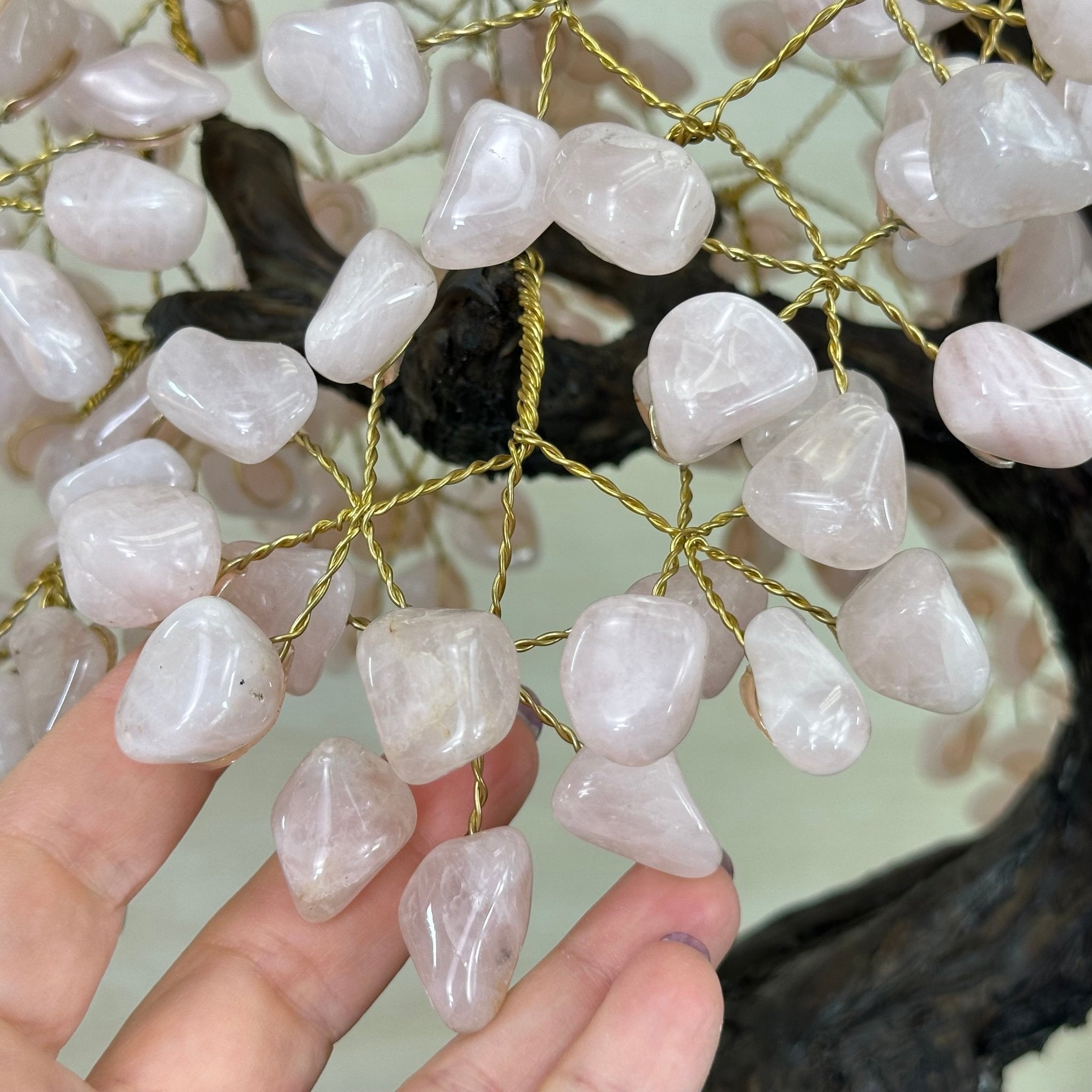 26" Tall Rose Quartz Gemstone Fountain Tree with Ceramic Bowl, 660 Gem Leaves #5458RQFB - 001 - Brazil GemsBrazil Gems26" Tall Rose Quartz Gemstone Fountain Tree with Ceramic Bowl, 660 Gem Leaves #5458RQFB - 001Gemstone Trees5458RQFB - 001