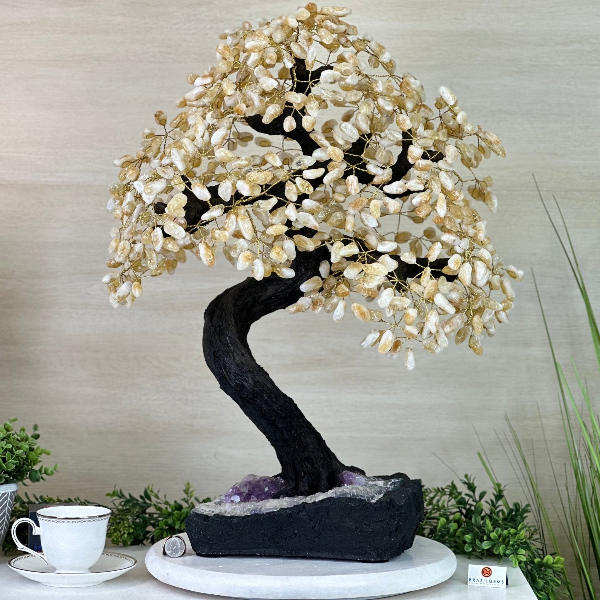 26.6" Tall Large Citrine Gemstone Tree on an Amethyst Base, 720 gems #5407CI - 016 - Brazil GemsBrazil Gems26.6" Tall Large Citrine Gemstone Tree on an Amethyst Base, 720 gems #5407CI - 016Gemstone Trees5407CI - 016