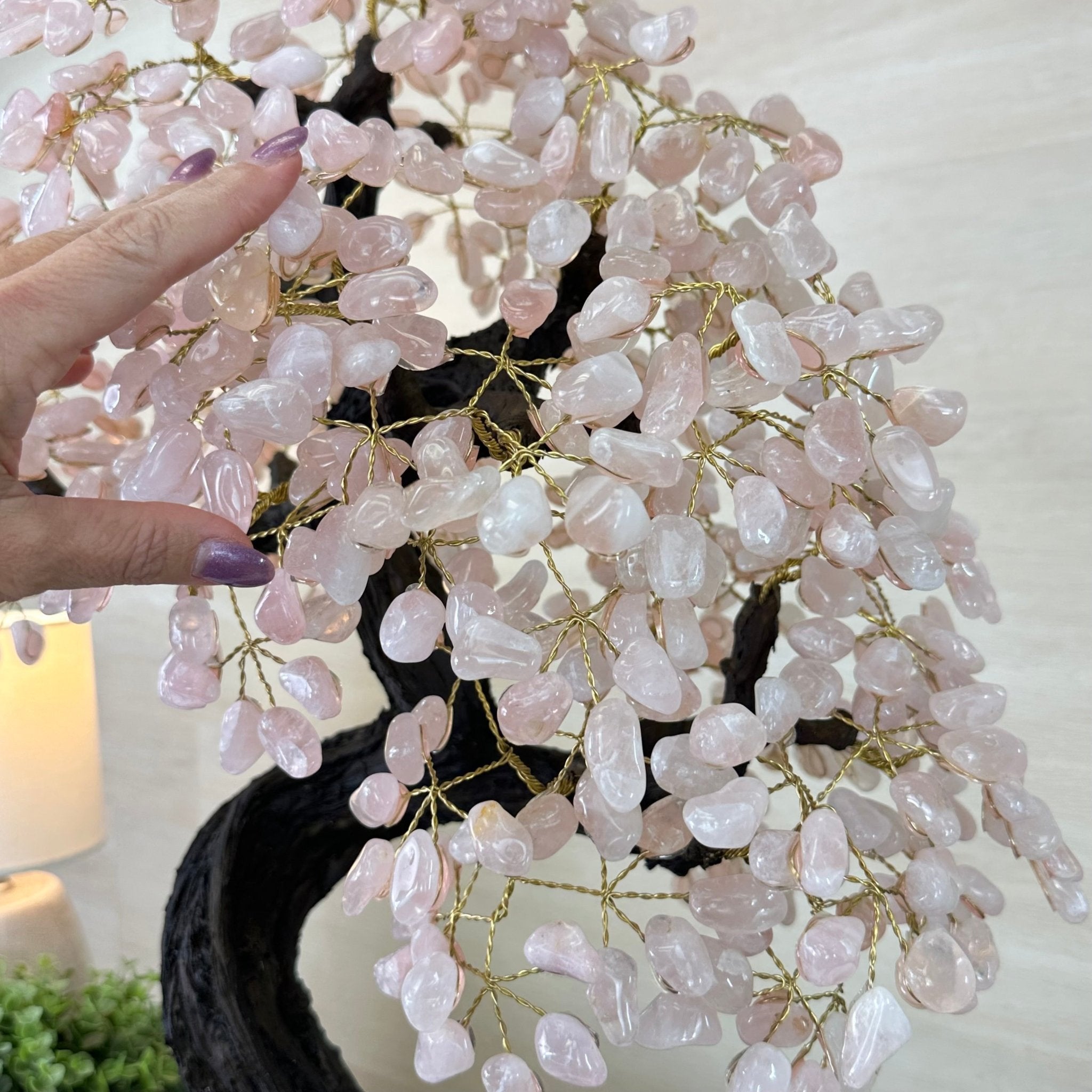 26.7" Tall Large Rose Quartz Gemstone Tree on an Amethyst Base, 720 gems #5407RQ - 015 - Brazil GemsBrazil Gems26.7" Tall Large Rose Quartz Gemstone Tree on an Amethyst Base, 720 gems #5407RQ - 015Gemstone Trees5407RQ - 015