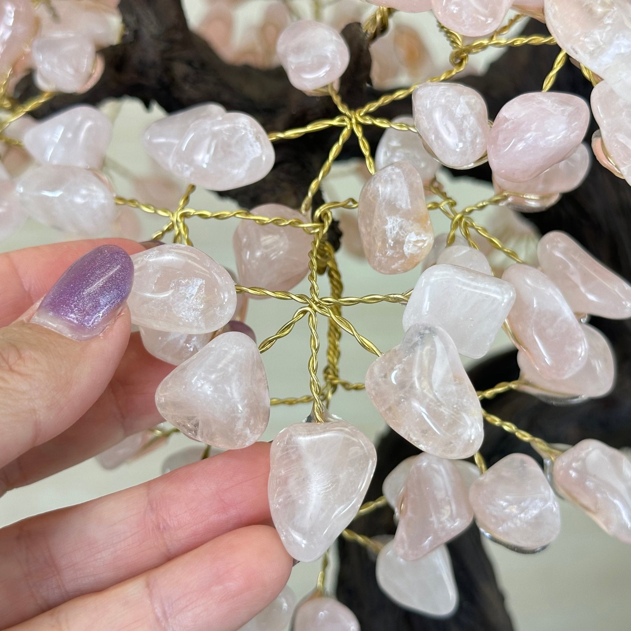 26.7" Tall Large Rose Quartz Gemstone Tree on an Amethyst Base, 720 gems #5407RQ - 015 - Brazil GemsBrazil Gems26.7" Tall Large Rose Quartz Gemstone Tree on an Amethyst Base, 720 gems #5407RQ - 015Gemstone Trees5407RQ - 015