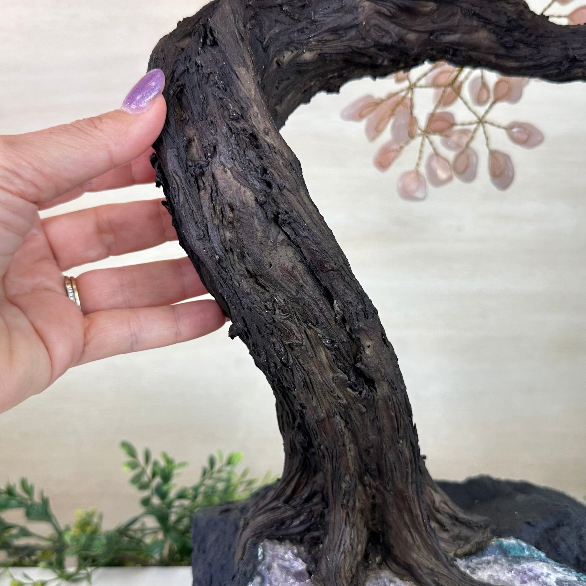 26.7" Tall Large Rose Quartz Gemstone Tree on an Amethyst Base, 720 gems #5407RQ - 015 - Brazil GemsBrazil Gems26.7" Tall Large Rose Quartz Gemstone Tree on an Amethyst Base, 720 gems #5407RQ - 015Gemstone Trees5407RQ - 015