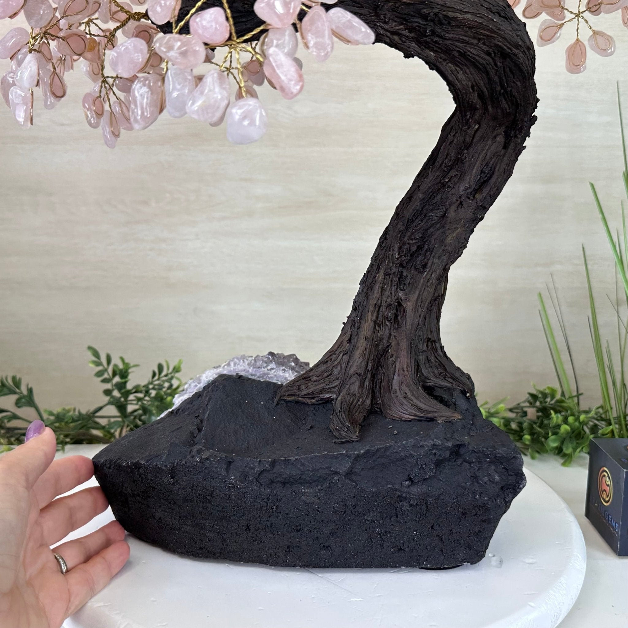 26.7" Tall Large Rose Quartz Gemstone Tree on an Amethyst Base, 720 gems #5407RQ - 015 - Brazil GemsBrazil Gems26.7" Tall Large Rose Quartz Gemstone Tree on an Amethyst Base, 720 gems #5407RQ - 015Gemstone Trees5407RQ - 015