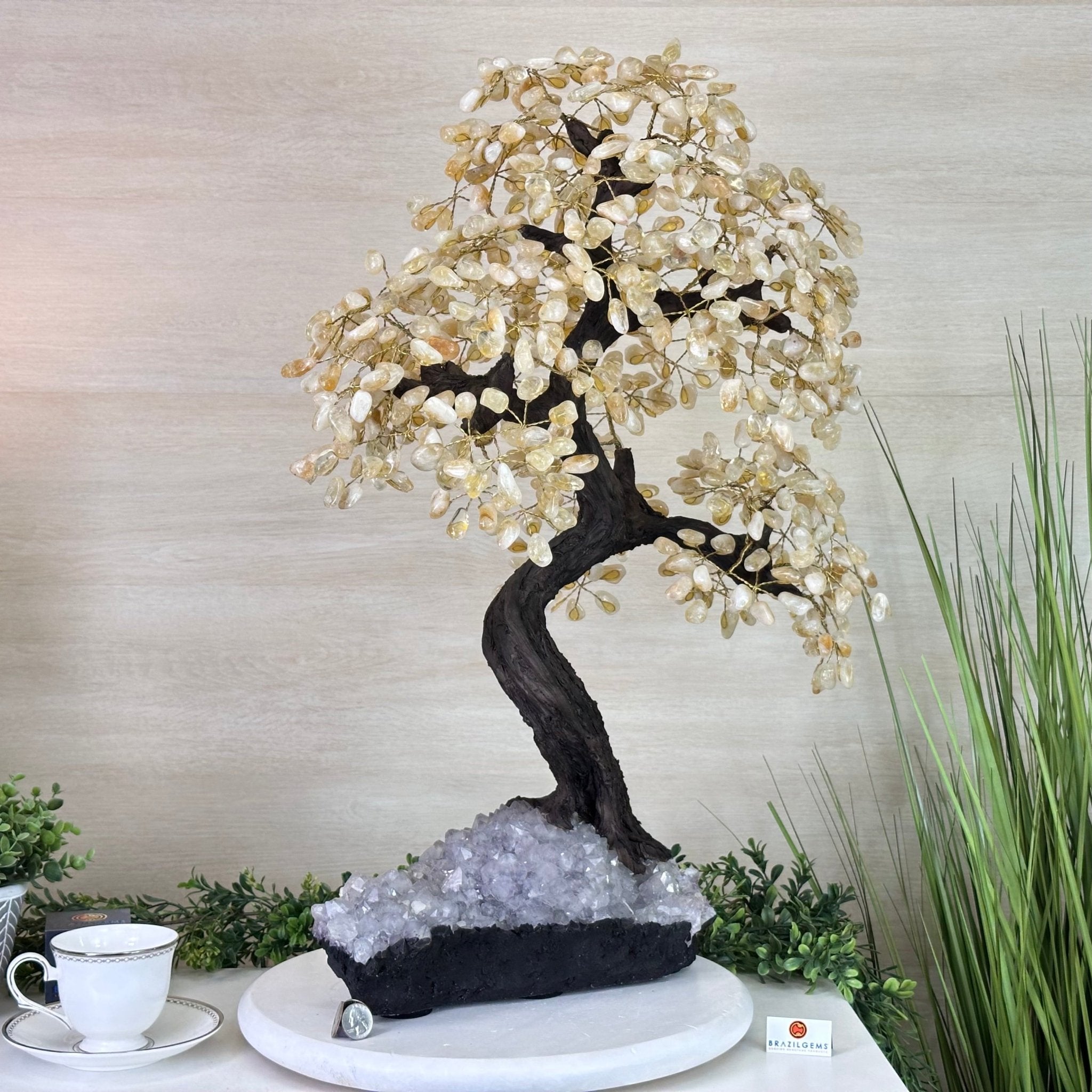 27.5" Tall Large Citrine Gemstone Tree on an Amethyst Base, 720 gems #5407CI - 015 - Brazil GemsBrazil Gems27.5" Tall Large Citrine Gemstone Tree on an Amethyst Base, 720 gems #5407CI - 015Gemstone Trees5407CI - 015