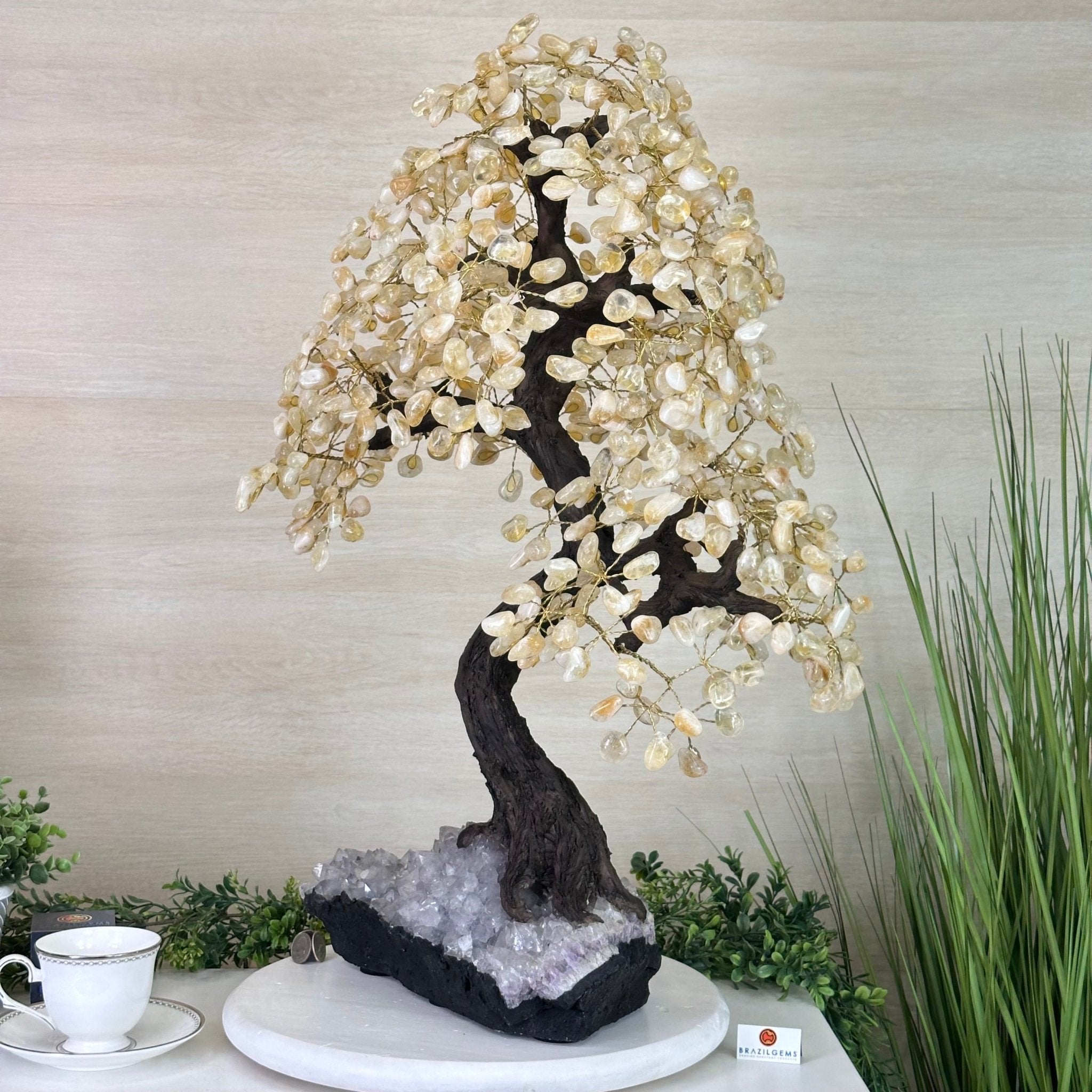 27.5" Tall Large Citrine Gemstone Tree on an Amethyst Base, 720 gems #5407CI - 015 - Brazil GemsBrazil Gems27.5" Tall Large Citrine Gemstone Tree on an Amethyst Base, 720 gems #5407CI - 015Gemstone Trees5407CI - 015