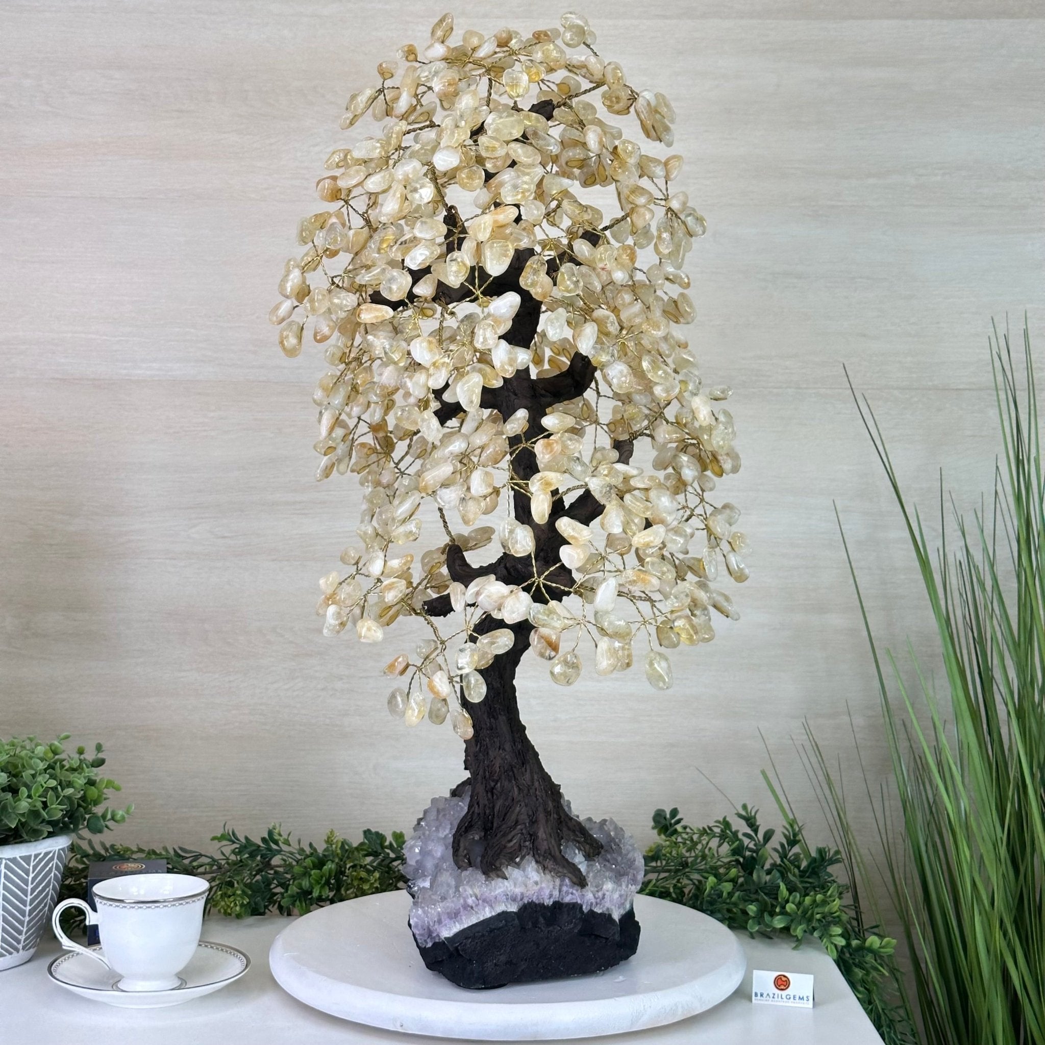 27.5" Tall Large Citrine Gemstone Tree on an Amethyst Base, 720 gems #5407CI - 015 - Brazil GemsBrazil Gems27.5" Tall Large Citrine Gemstone Tree on an Amethyst Base, 720 gems #5407CI - 015Gemstone Trees5407CI - 015