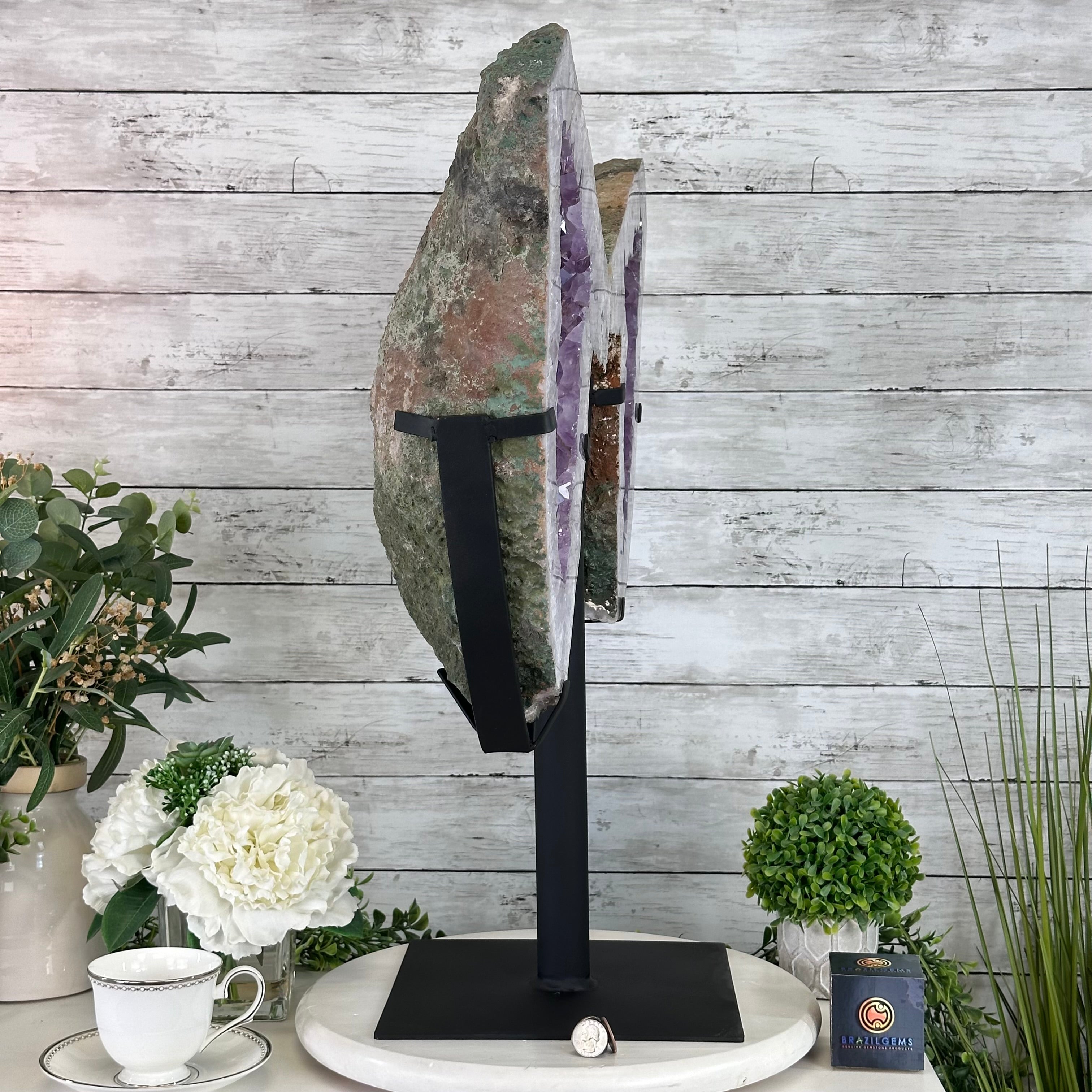 Amethyst Wings on a Metal Stand, 65.6 lbs & 25.6" Tall #5493 - 0049 - Brazil GemsBrazil GemsAmethyst Wings on a Metal Stand, 65.6 lbs & 25.6" Tall #5493 - 0049Amethyst Butterfly Wings5493 - 0049