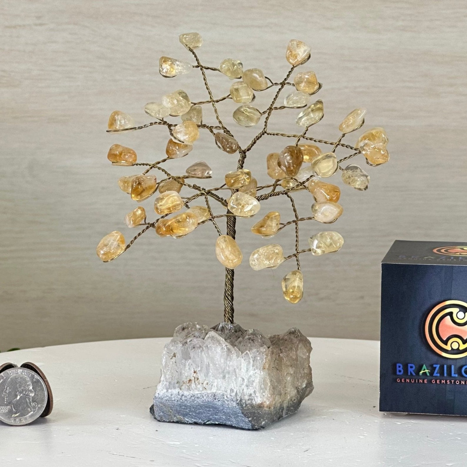 6" Tall Citrine Handmade Wire Gem Tree with Crystal base, 50 Gems #5310CIAM - Brazil GemsBrazil Gems6" Tall Citrine Handmade Wire Gem Tree with Crystal base, 50 Gems #5310CIAMGemstone Trees5310CIAM