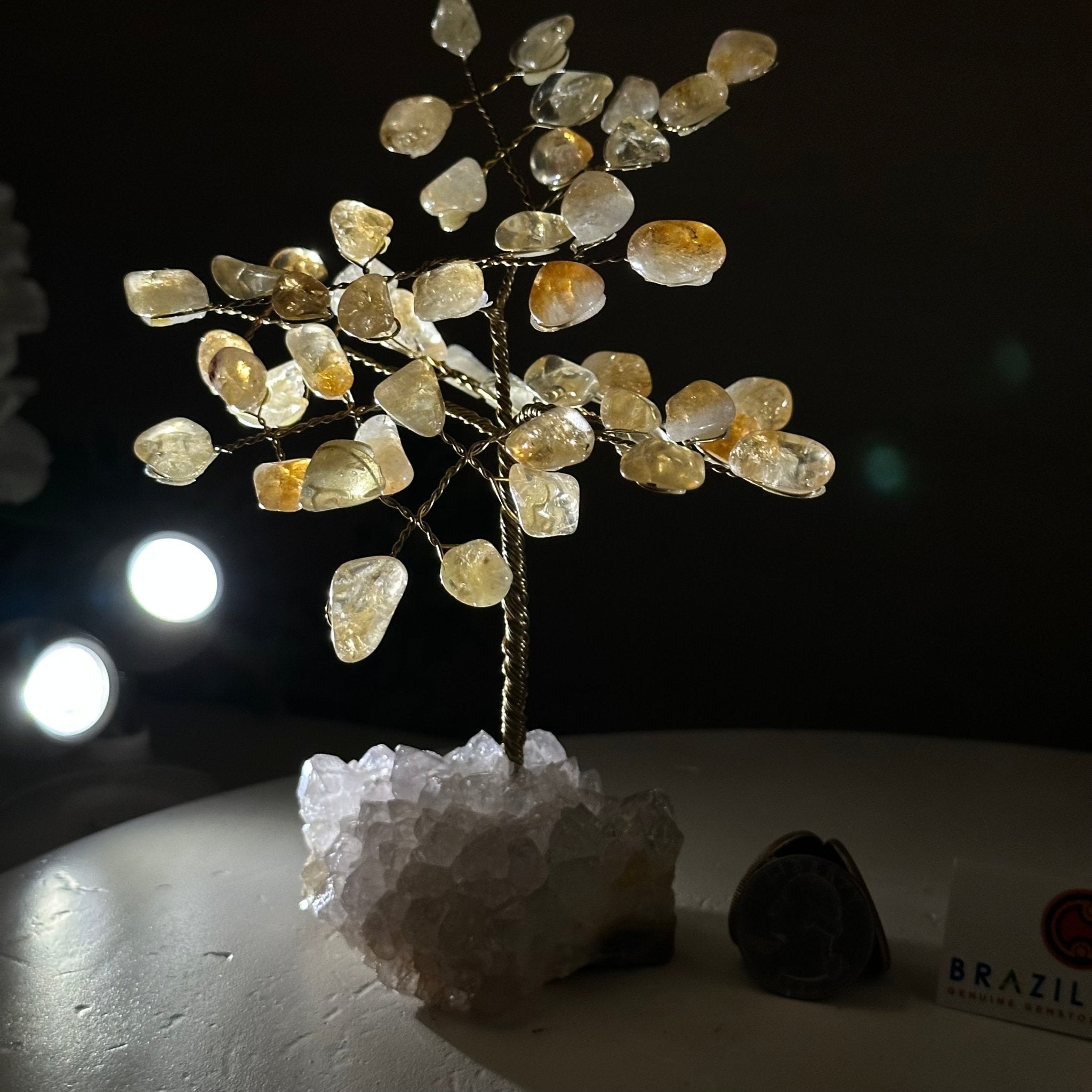 6" Tall Citrine Handmade Wire Gem Tree with Crystal base, 50 Gems #5310CIAM - Brazil GemsBrazil Gems6" Tall Citrine Handmade Wire Gem Tree with Crystal base, 50 Gems #5310CIAMGemstone Trees5310CIAM