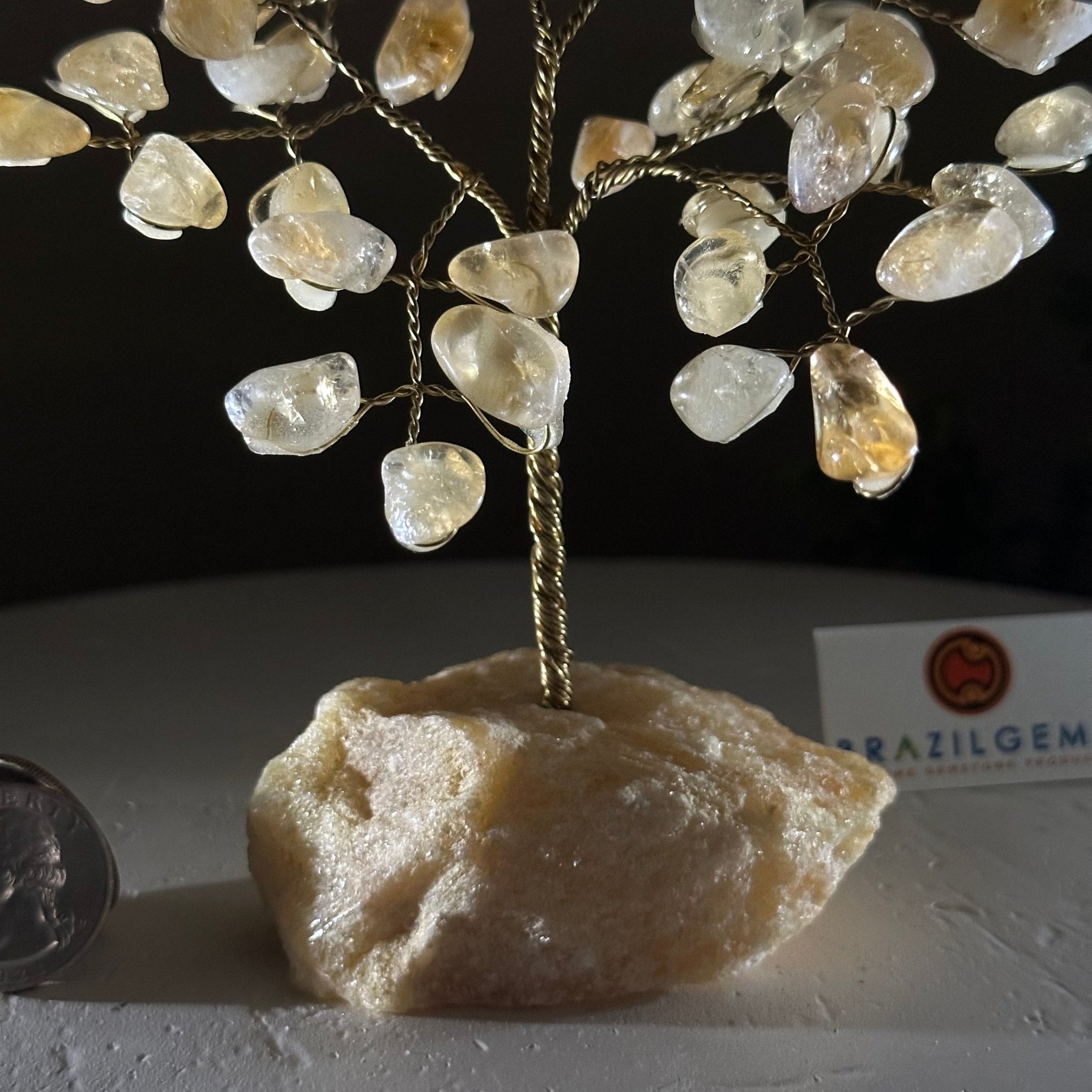 6" Tall Citrine Handmade Wire Gem Tree with Orange Calcite base, 50 Gems #5310CIOR - Brazil GemsBrazil Gems6" Tall Citrine Handmade Wire Gem Tree with Orange Calcite base, 50 Gems #5310CIORGemstone Trees5310CIOR