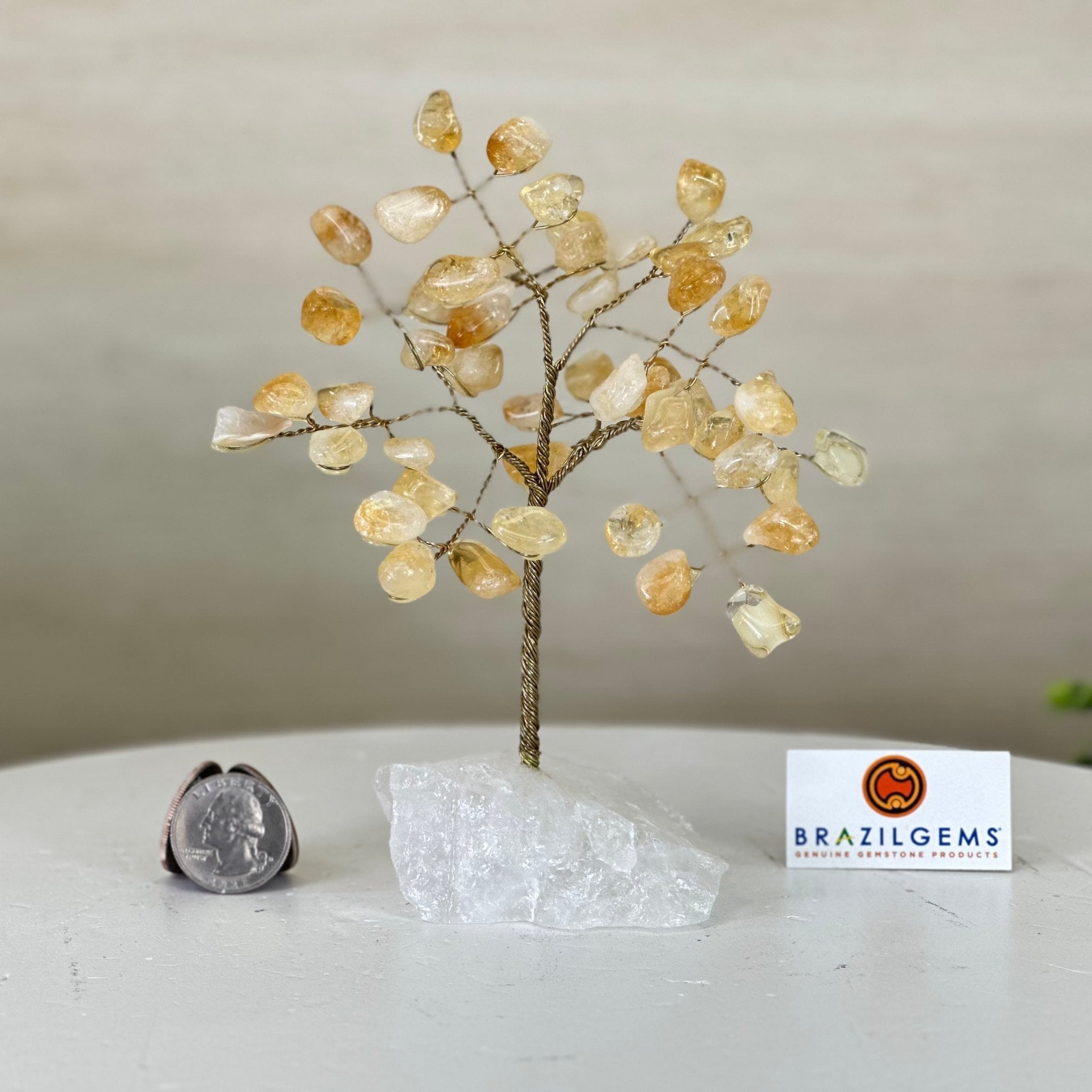 6" Tall Citrine Handmade Wire Gem Tree with Quartz base, 50 Gems #5310CIMQ - Brazil GemsBrazil Gems6" Tall Citrine Handmade Wire Gem Tree with Quartz base, 50 Gems #5310CIMQGemstone Trees5310CIMQ