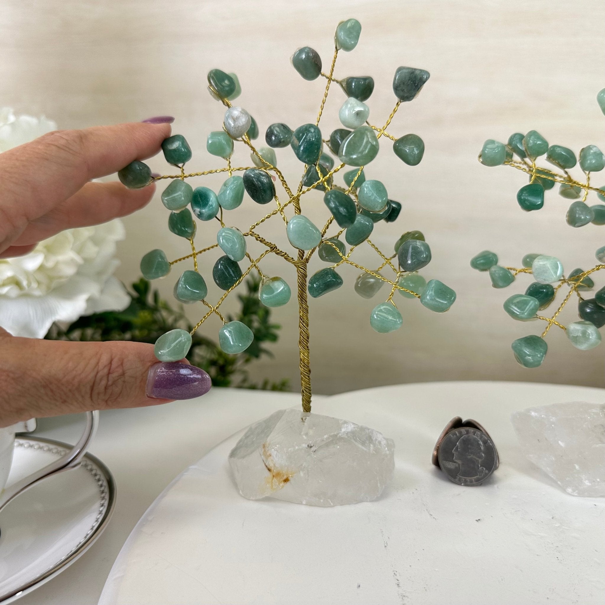 6" Tall Green Quartz Handmade Wire Gem Tree with Quartz base, 50 Gems #5310GQCQ - Brazil GemsBrazil Gems6" Tall Green Quartz Handmade Wire Gem Tree with Quartz base, 50 Gems #5310GQCQGemstone Trees5310GQCQ