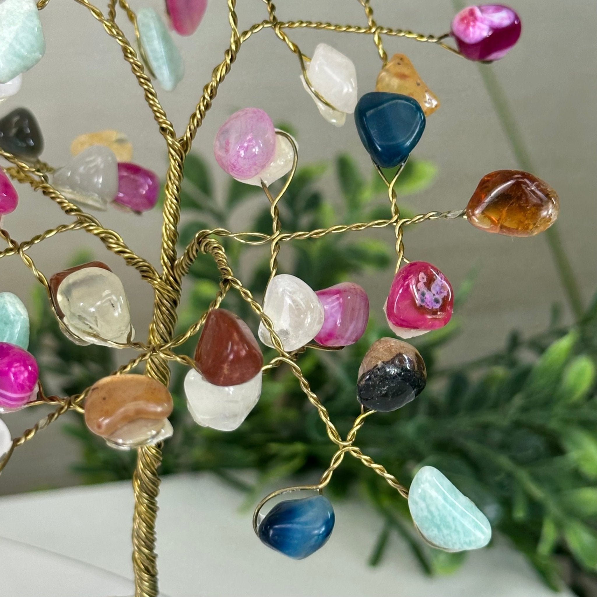 6" Tall Mixed Gems Handmade Wire Gem Tree with Quartz base, 50 Gems #5310MGMQ - Brazil GemsBrazil Gems6" Tall Mixed Gems Handmade Wire Gem Tree with Quartz base, 50 Gems #5310MGMQGemstone Trees5310MGMQ