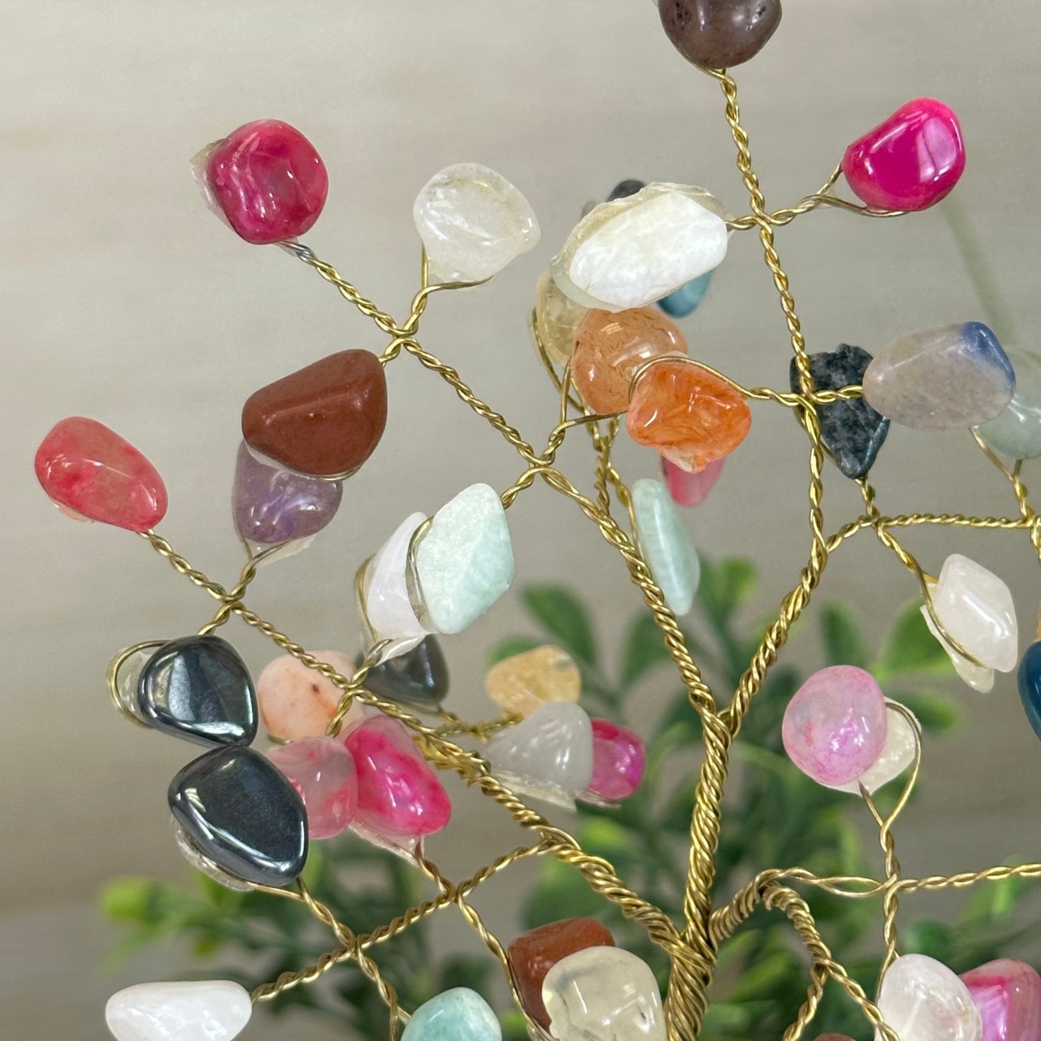 6" Tall Mixed Gems Handmade Wire Gem Tree with Quartz base, 50 Gems #5310MGMQ - Brazil GemsBrazil Gems6" Tall Mixed Gems Handmade Wire Gem Tree with Quartz base, 50 Gems #5310MGMQGemstone Trees5310MGMQ