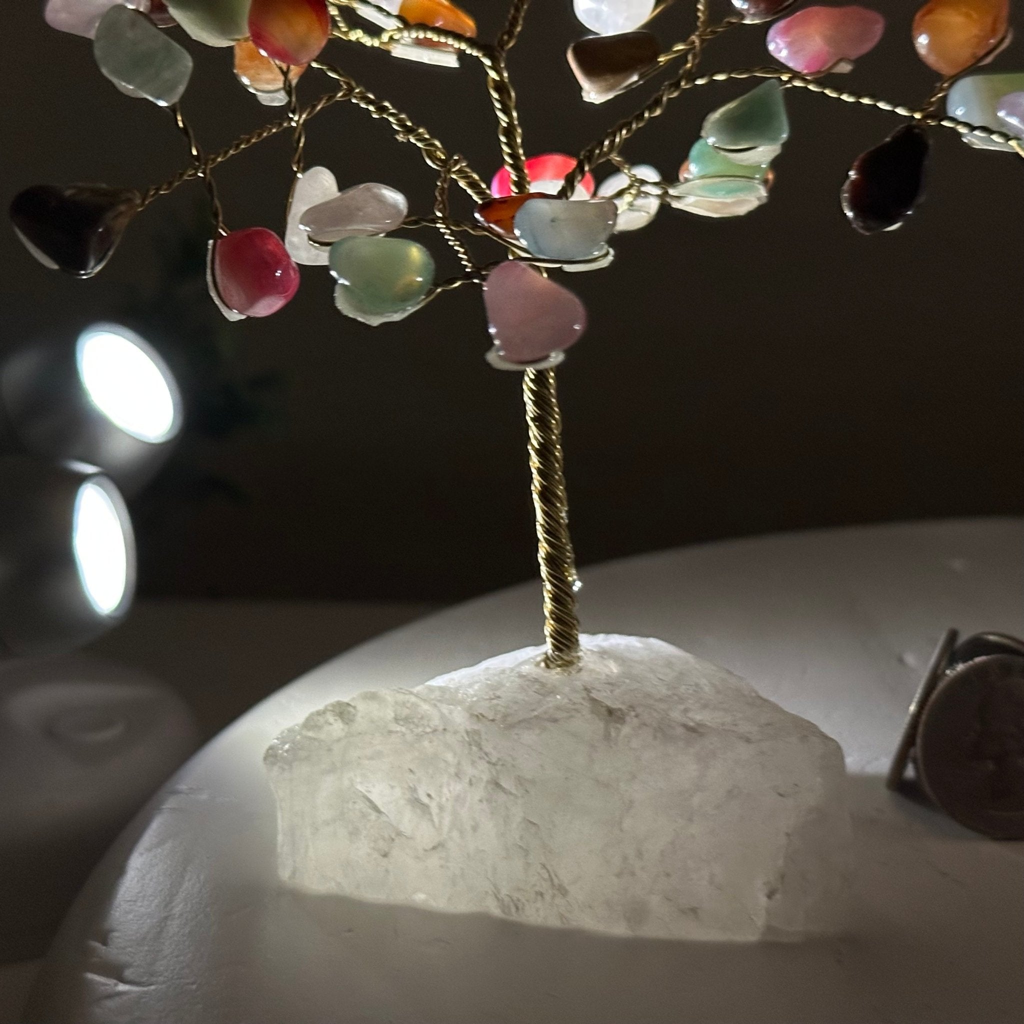 6" Tall Mixed Gems Handmade Wire Gem Tree with Quartz base, 50 Gems #5310MGMQ - Brazil GemsBrazil Gems6" Tall Mixed Gems Handmade Wire Gem Tree with Quartz base, 50 Gems #5310MGMQGemstone Trees5310MGMQ