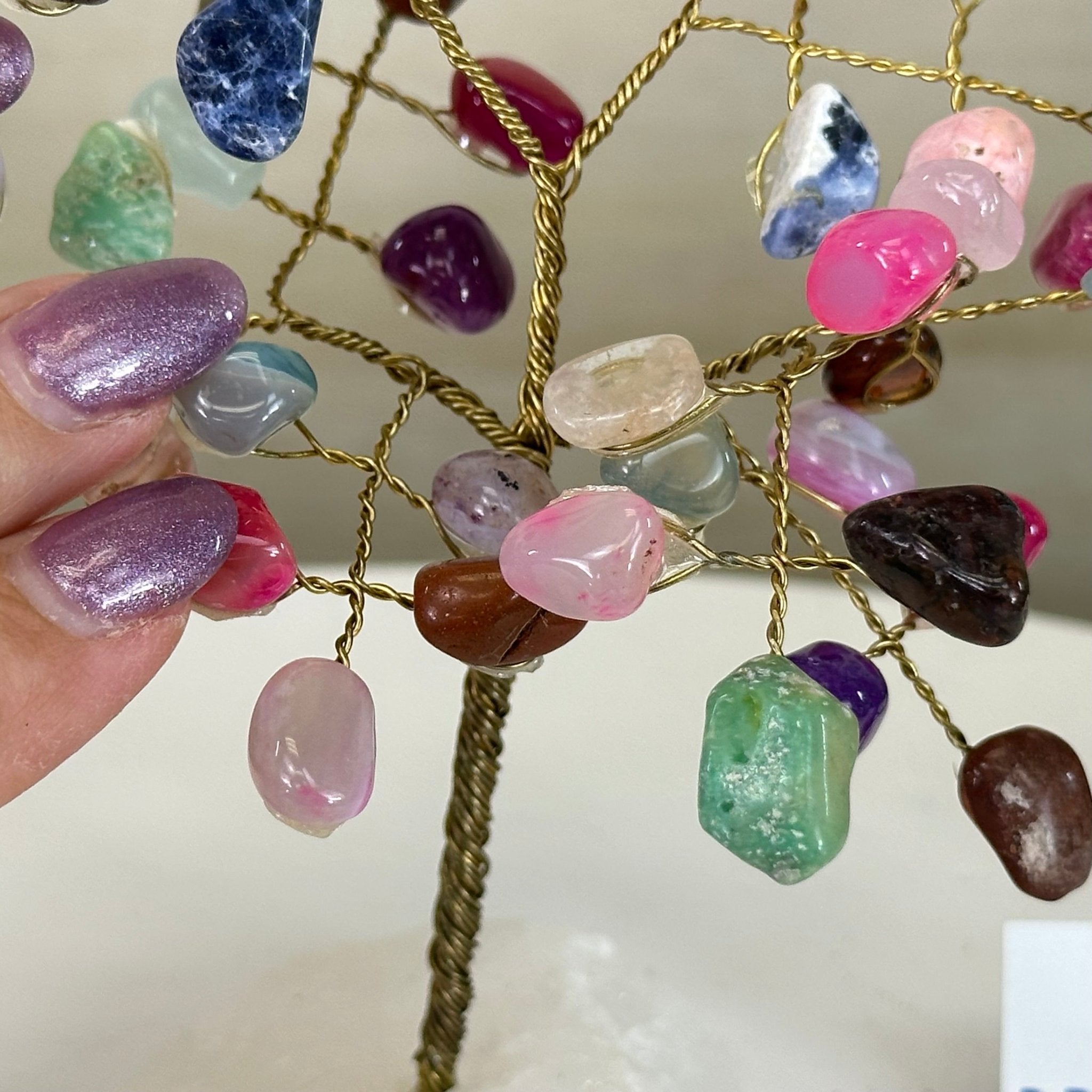 6" Tall Mixed Gems Handmade Wire Gem Tree with Quartz base, 50 Gems #5310MGMQ - Brazil GemsBrazil Gems6" Tall Mixed Gems Handmade Wire Gem Tree with Quartz base, 50 Gems #5310MGMQGemstone Trees5310MGMQ