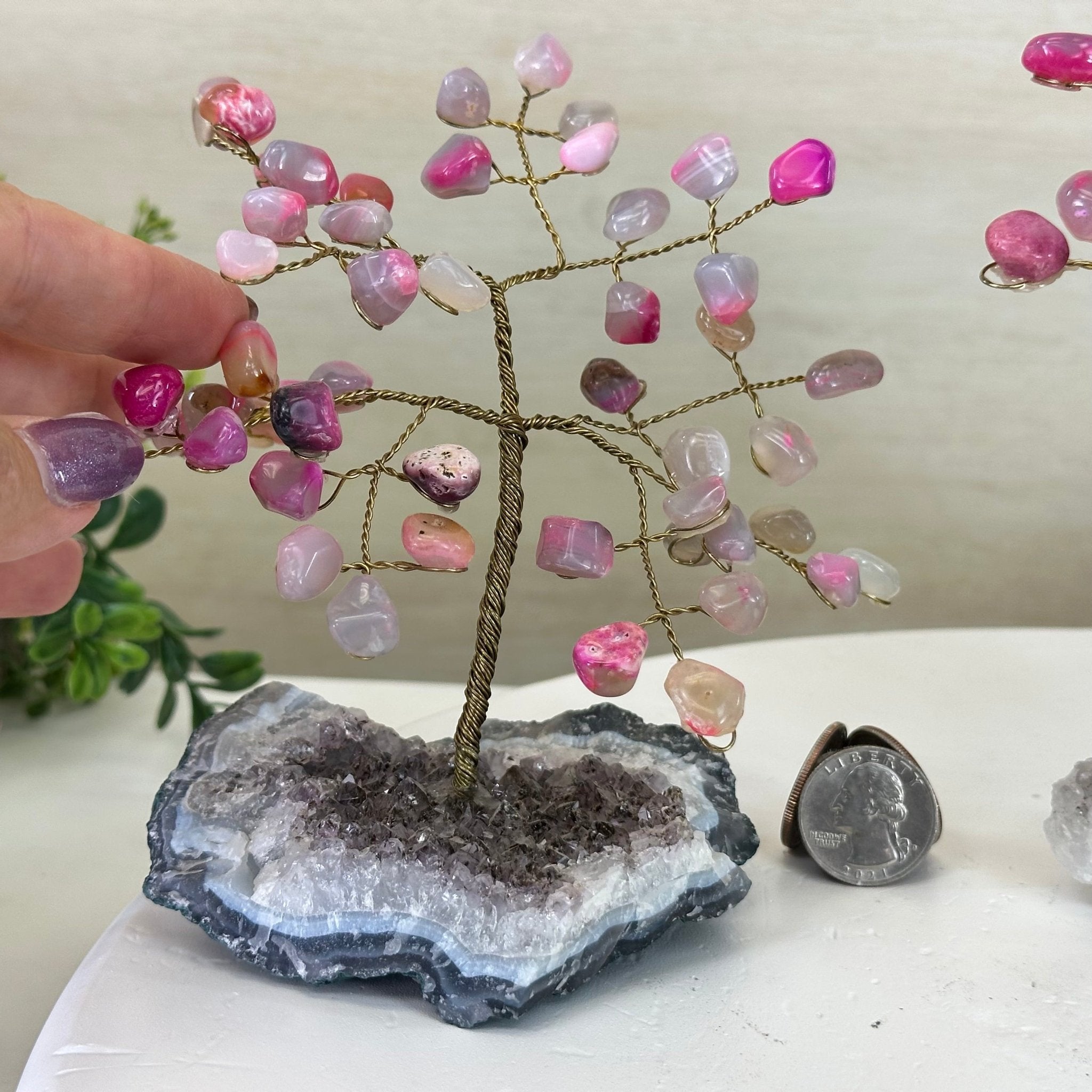 6" Tall Pink Agate Handmade Wire Gem Tree with Crystal base, 50 Gems #5310PAAM - Brazil GemsBrazil Gems6" Tall Pink Agate Handmade Wire Gem Tree with Crystal base, 50 Gems #5310PAAMGemstone Trees5310PAAM