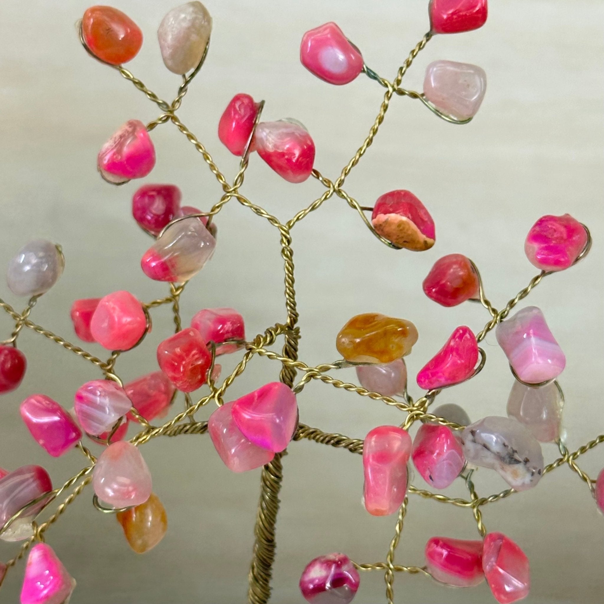 6" Tall Pink Agate Handmade Wire Gem Tree with Quartz base, 50 Gems #5310PACQ - Brazil GemsBrazil Gems6" Tall Pink Agate Handmade Wire Gem Tree with Quartz base, 50 Gems #5310PACQGemstone Trees5310PACQ