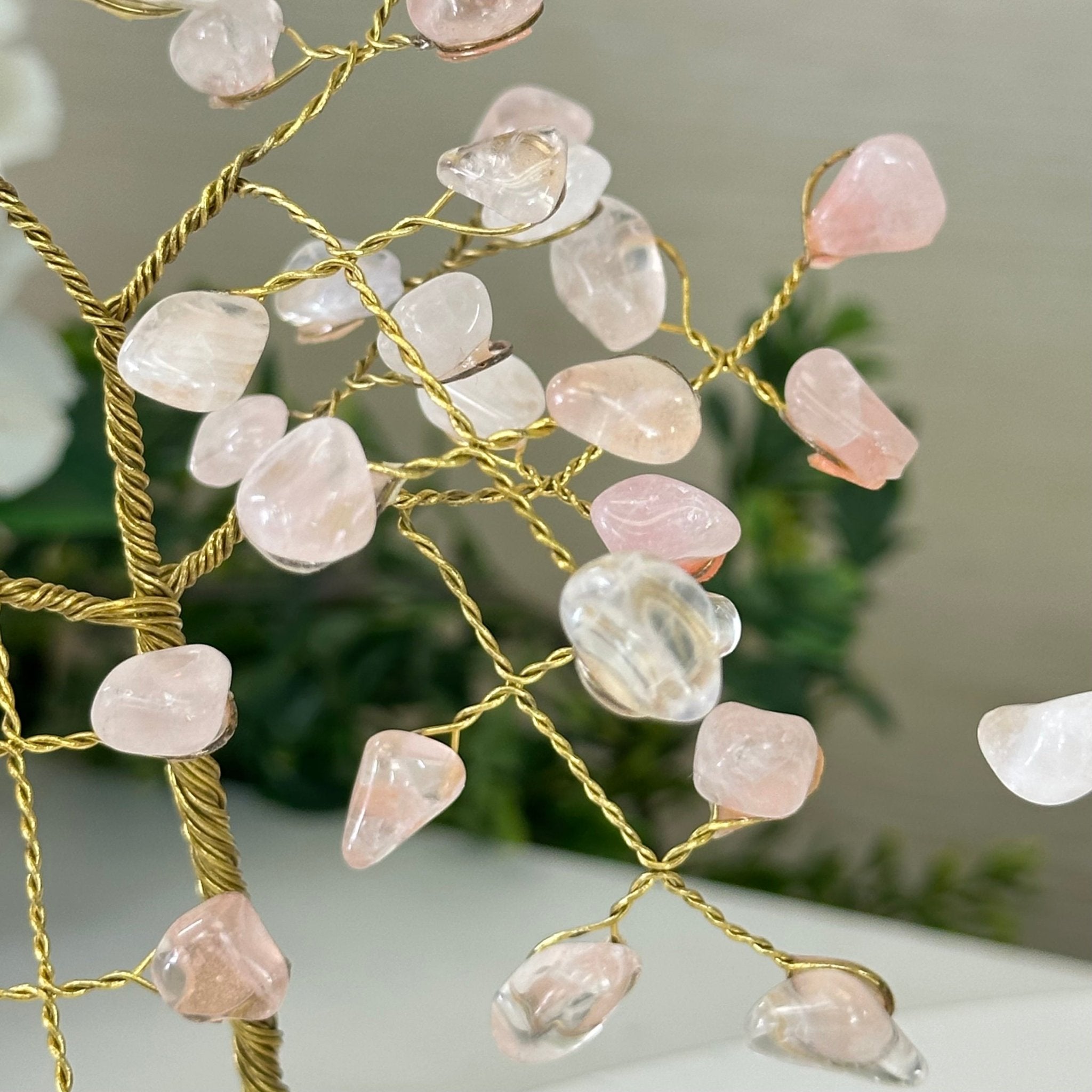 6" Tall Rose Quartz Handmade Wire Gem Tree with Rose Quartz base, 50 Gems #5310RQRQ - Brazil GemsBrazil Gems6" Tall Rose Quartz Handmade Wire Gem Tree with Rose Quartz base, 50 Gems #5310RQRQGemstone Trees5310RQRQ