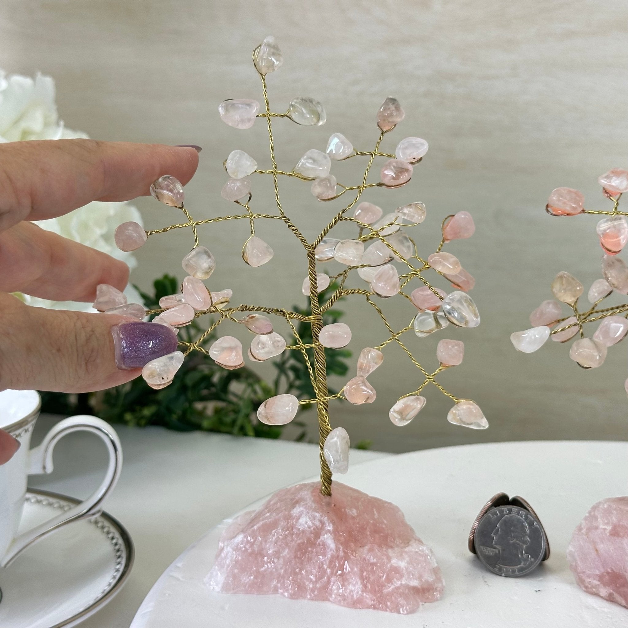 6" Tall Rose Quartz Handmade Wire Gem Tree with Rose Quartz base, 50 Gems #5310RQRQ - Brazil GemsBrazil Gems6" Tall Rose Quartz Handmade Wire Gem Tree with Rose Quartz base, 50 Gems #5310RQRQGemstone Trees5310RQRQ