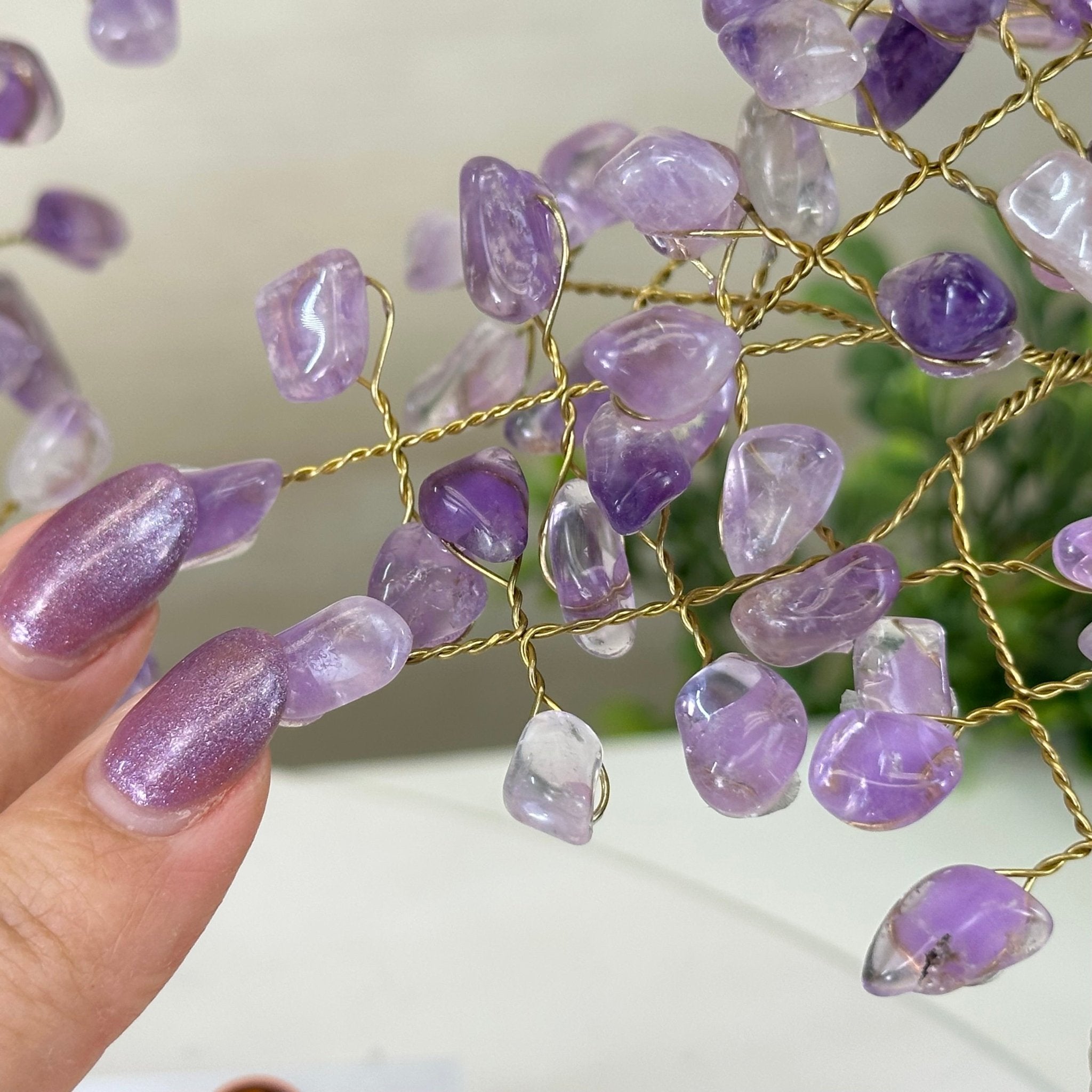 9" Tall Amethyst Handmade Wire Gem Tree with Milky Quartz base, 50 Gems #5316AMMQ - Brazil GemsBrazil Gems9" Tall Amethyst Handmade Wire Gem Tree with Milky Quartz base, 50 Gems #5316AMMQGemstone Trees5316AMMQ