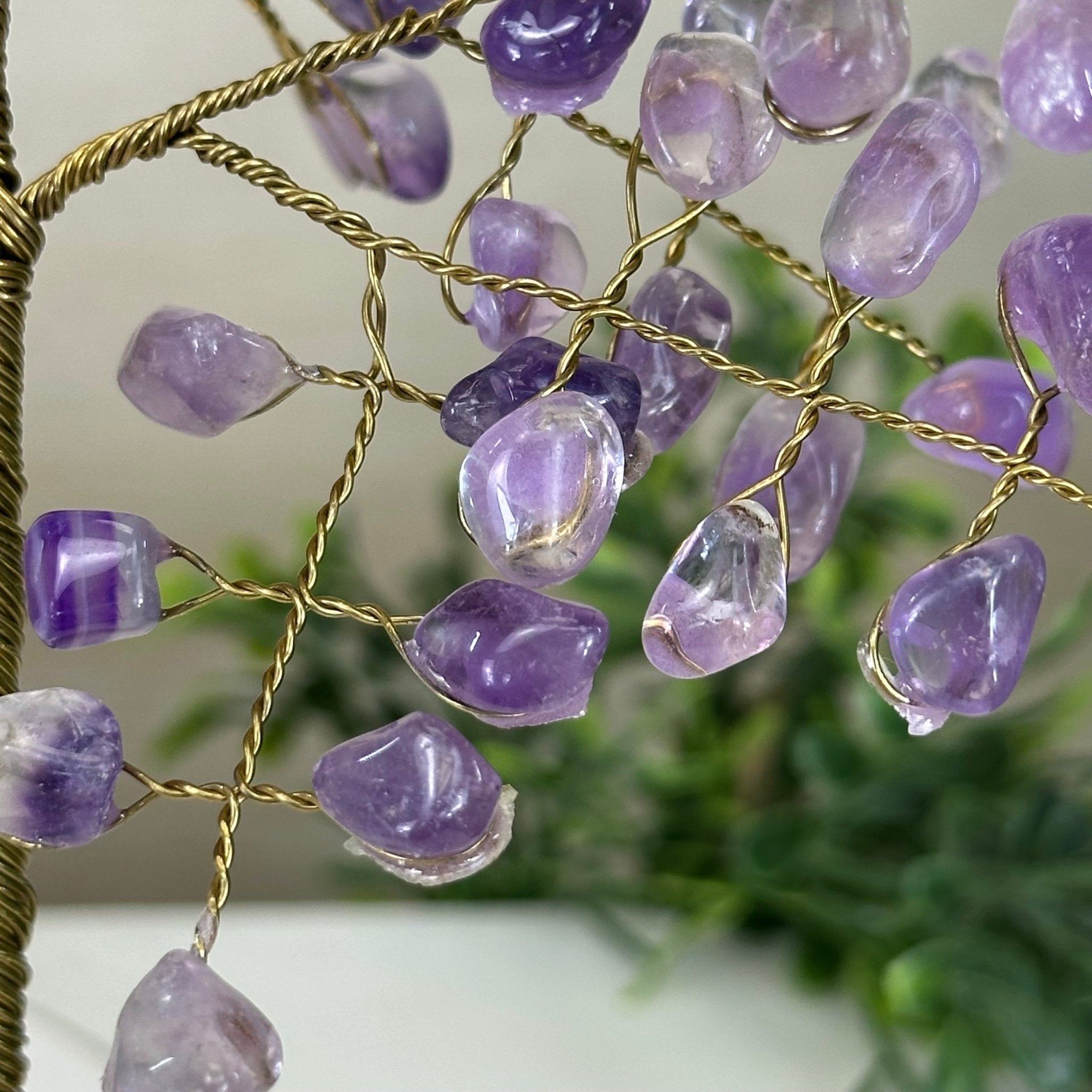 9" Tall Amethyst Handmade Wire Gem Tree with Milky Quartz base, 50 Gems #5316AMMQ - Brazil GemsBrazil Gems9" Tall Amethyst Handmade Wire Gem Tree with Milky Quartz base, 50 Gems #5316AMMQGemstone Trees5316AMMQ