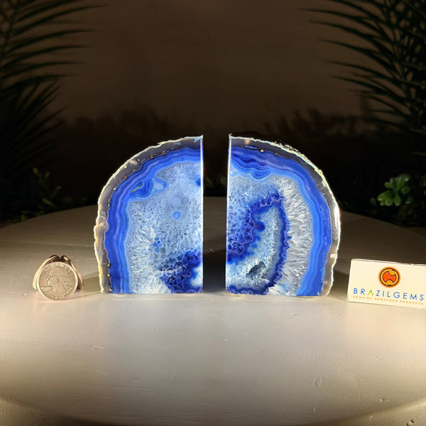 Blue Agate Bookends