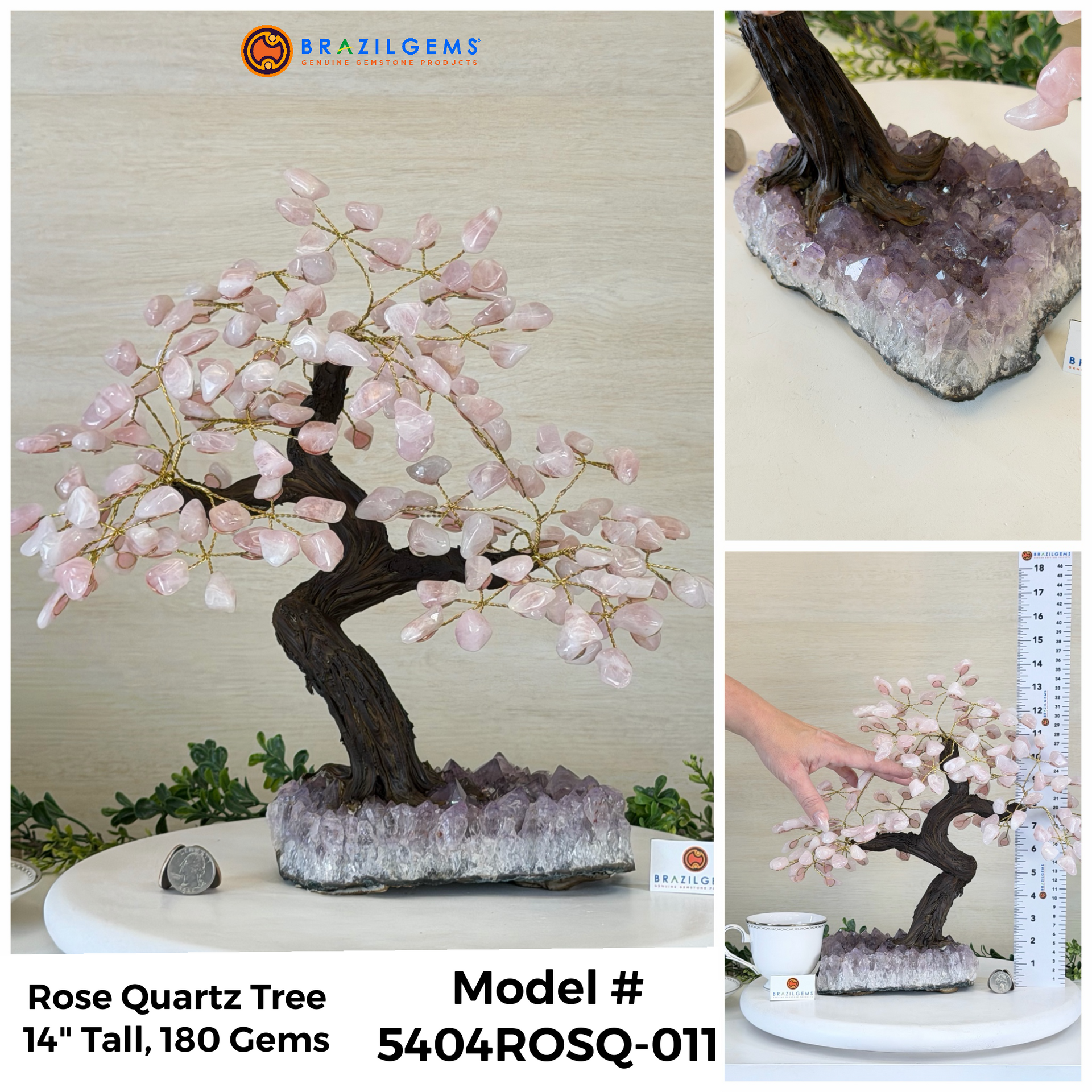 Rose Quartz Handmade Gemstone Tree 14