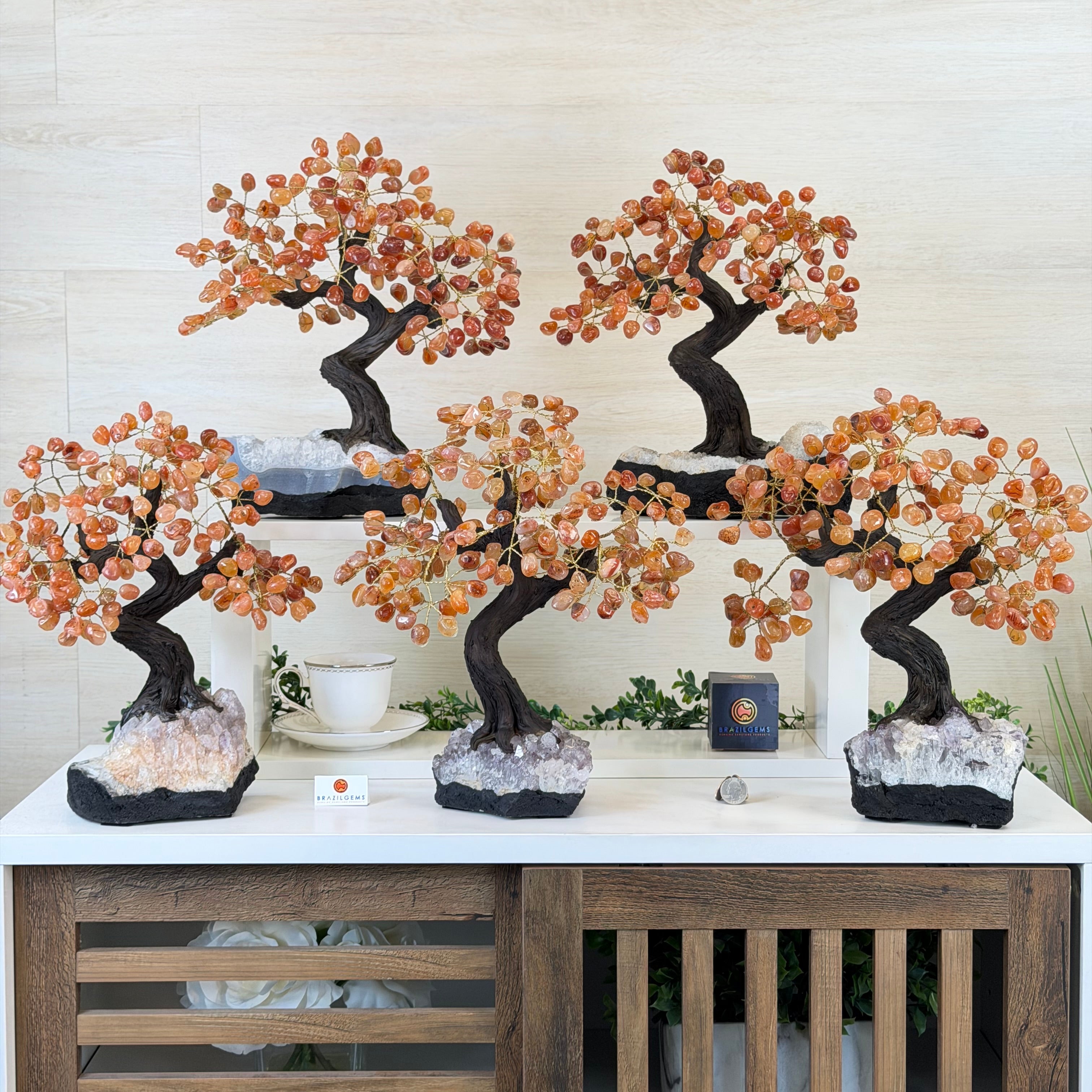 14 inches Tall Gemstone Trees | Bonsai Trees by Brazil Gems®