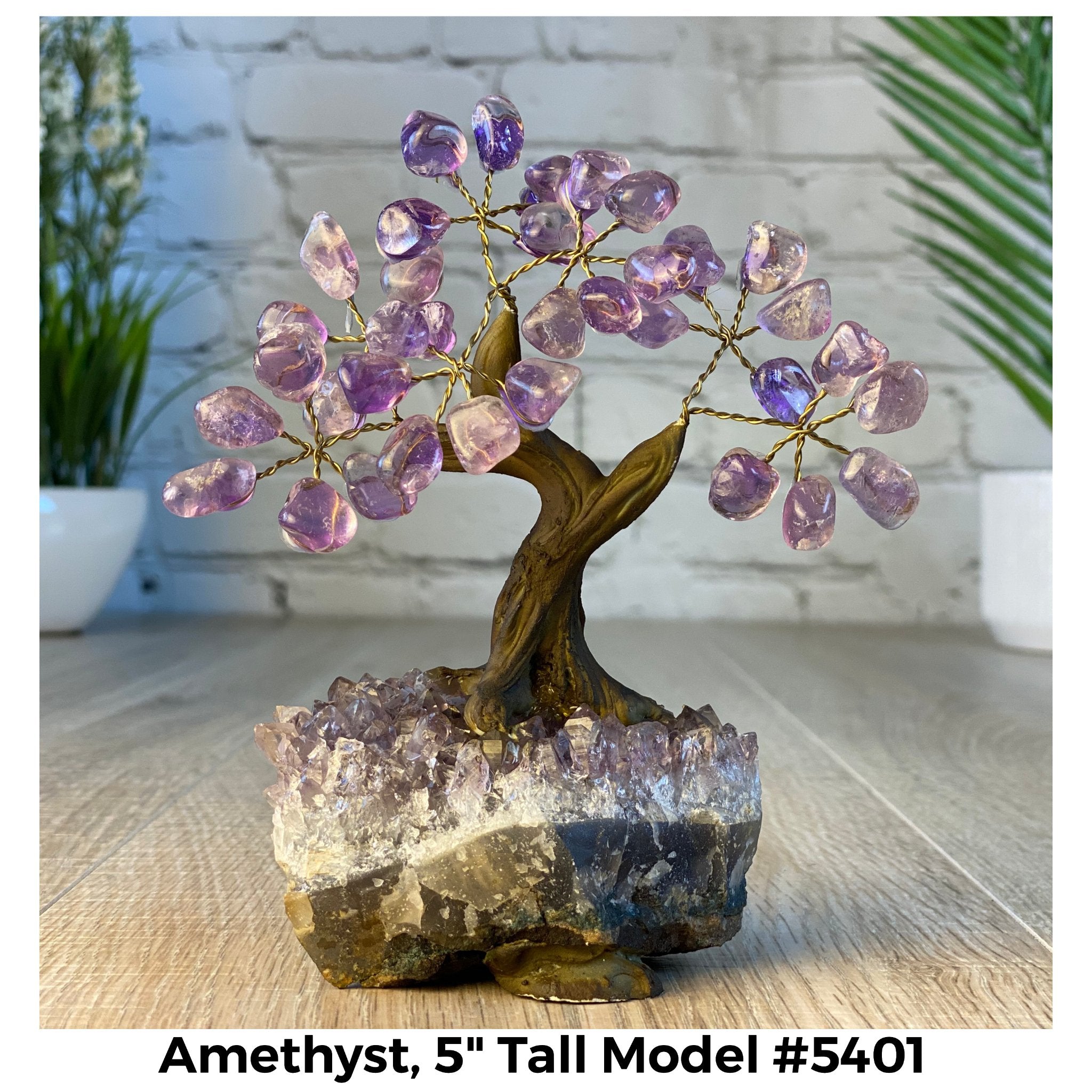 Amethyst 5" Tall Handmade Gemstone Tree on a Crystal base, 35 Gems #5401AMTH - Brazil GemsBrazil GemsAmethyst 5" Tall Handmade Gemstone Tree on a Crystal base, 35 Gems #5401AMTHGemstone Trees5401AMTH