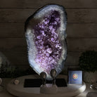Amethyst Cluster on a Metal Base, 24.7 lbs & 14.8" Tall #5491 - 0100 - Brazil GemsBrazil GemsAmethyst Cluster on a Metal Base, 24.7 lbs & 14.8" Tall #5491 - 0100Clusters on Fixed Bases5491 - 0100