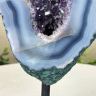 Amethyst Cluster on a Metal Base, 2.5 lbs & 7.6" Tall, #5491 - 0202 - Brazil GemsBrazil GemsAmethyst Cluster on a Metal Base, 2.5 lbs & 7.6" Tall, #5491 - 0202Clusters on Fixed Bases5491 - 0202