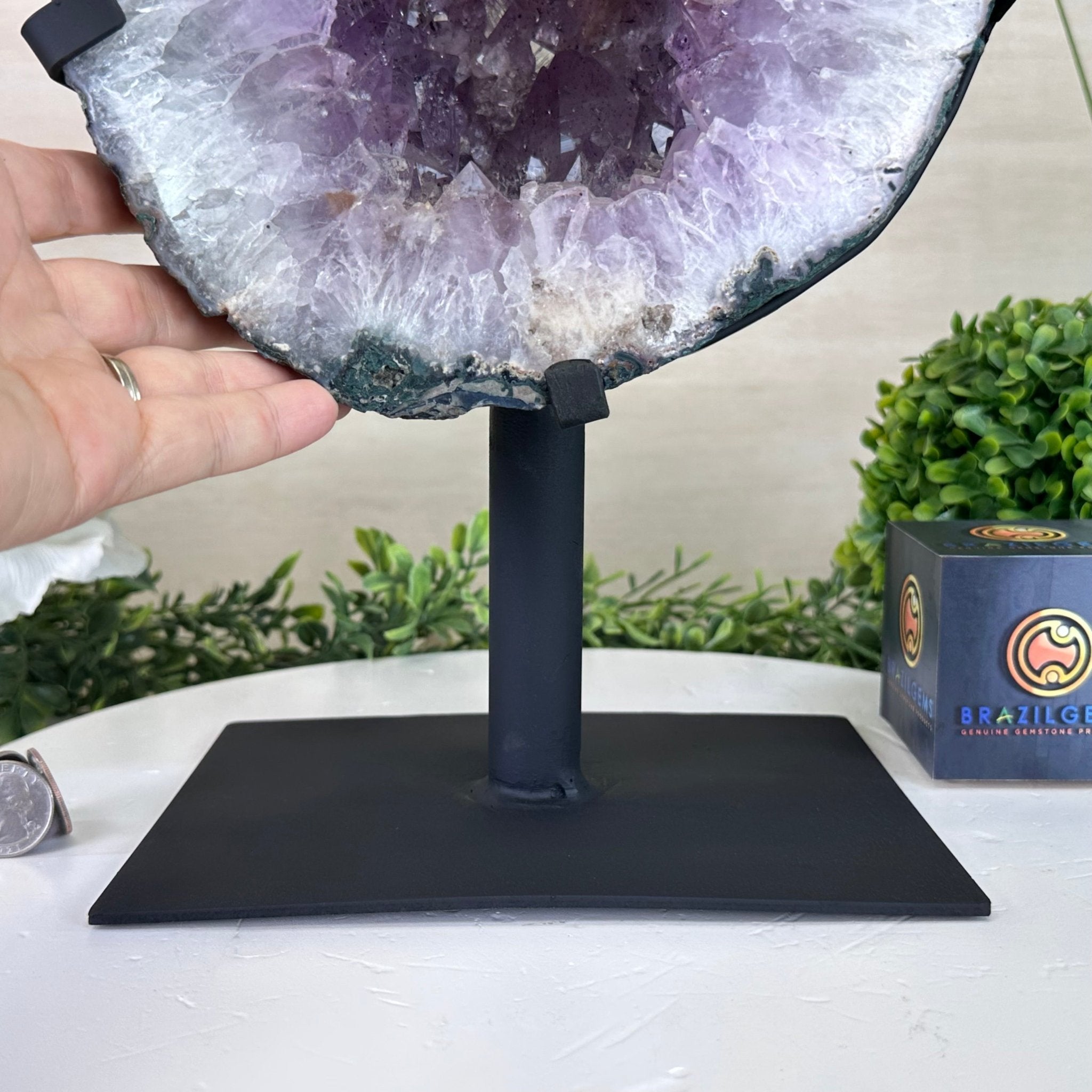 Amethyst Cluster on a Metal Base, 32 lbs & 15.7" Tall, #5491 - 0198 - Brazil GemsBrazil GemsAmethyst Cluster on a Metal Base, 32 lbs & 15.7" Tall, #5491 - 0198Clusters on Fixed Bases5491 - 0198