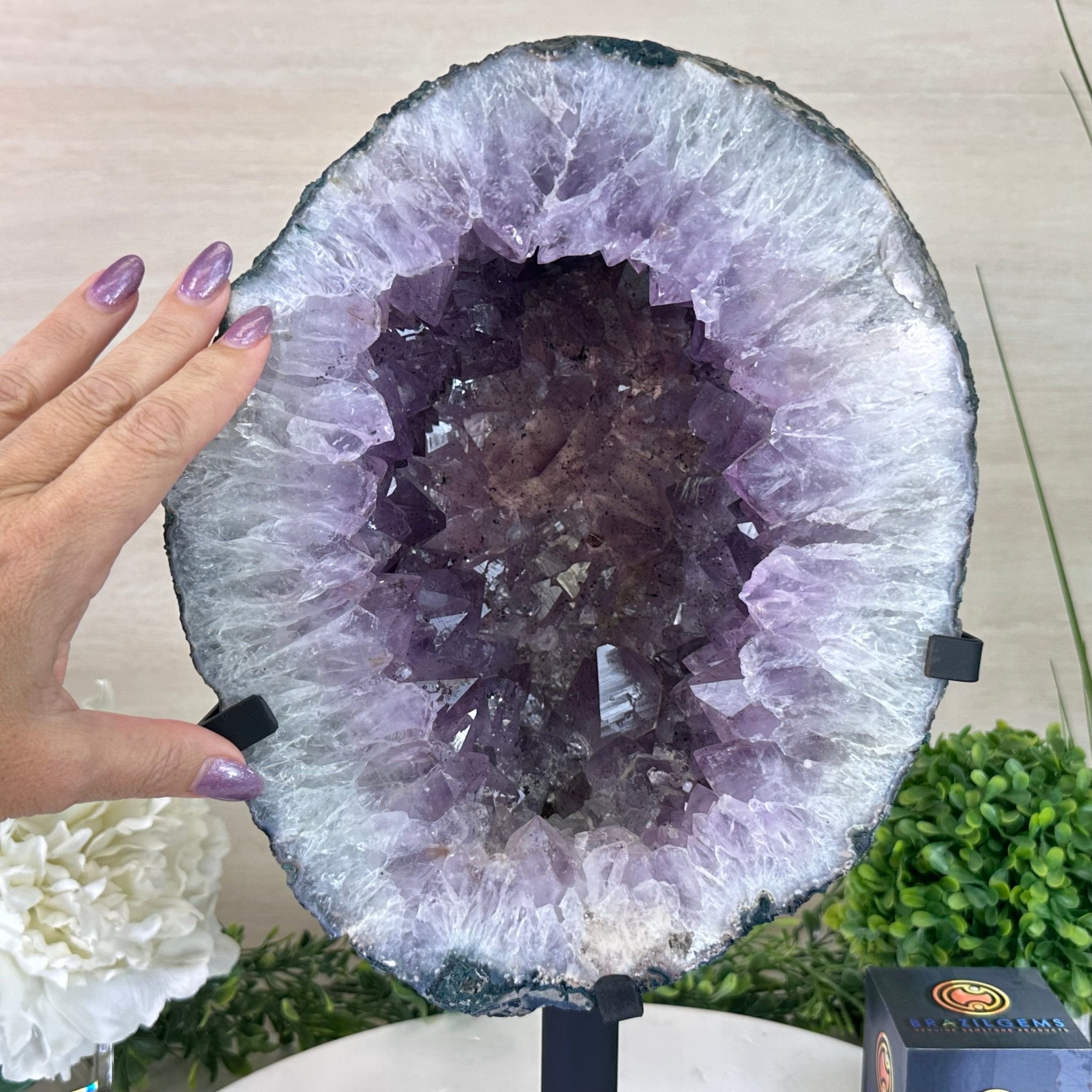 Amethyst Cluster on a Metal Base, 32 lbs & 15.7" Tall, #5491 - 0198 - Brazil GemsBrazil GemsAmethyst Cluster on a Metal Base, 32 lbs & 15.7" Tall, #5491 - 0198Clusters on Fixed Bases5491 - 0198