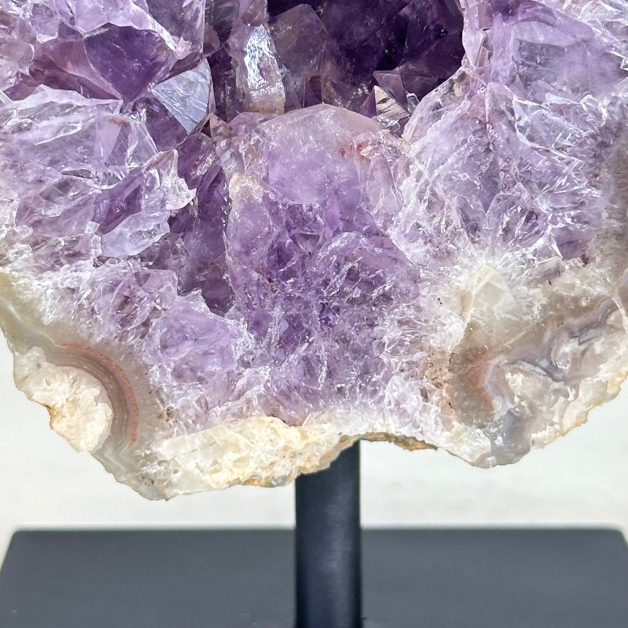 Amethyst Cluster on a Metal Base, 3.2 lbs & 6.3" Tall #5491-0168 - Brazil GemsBrazil GemsAmethyst Cluster on a Metal Base, 3.2 lbs & 6.3" Tall #5491-0168Clusters on Fixed Bases5491-0168