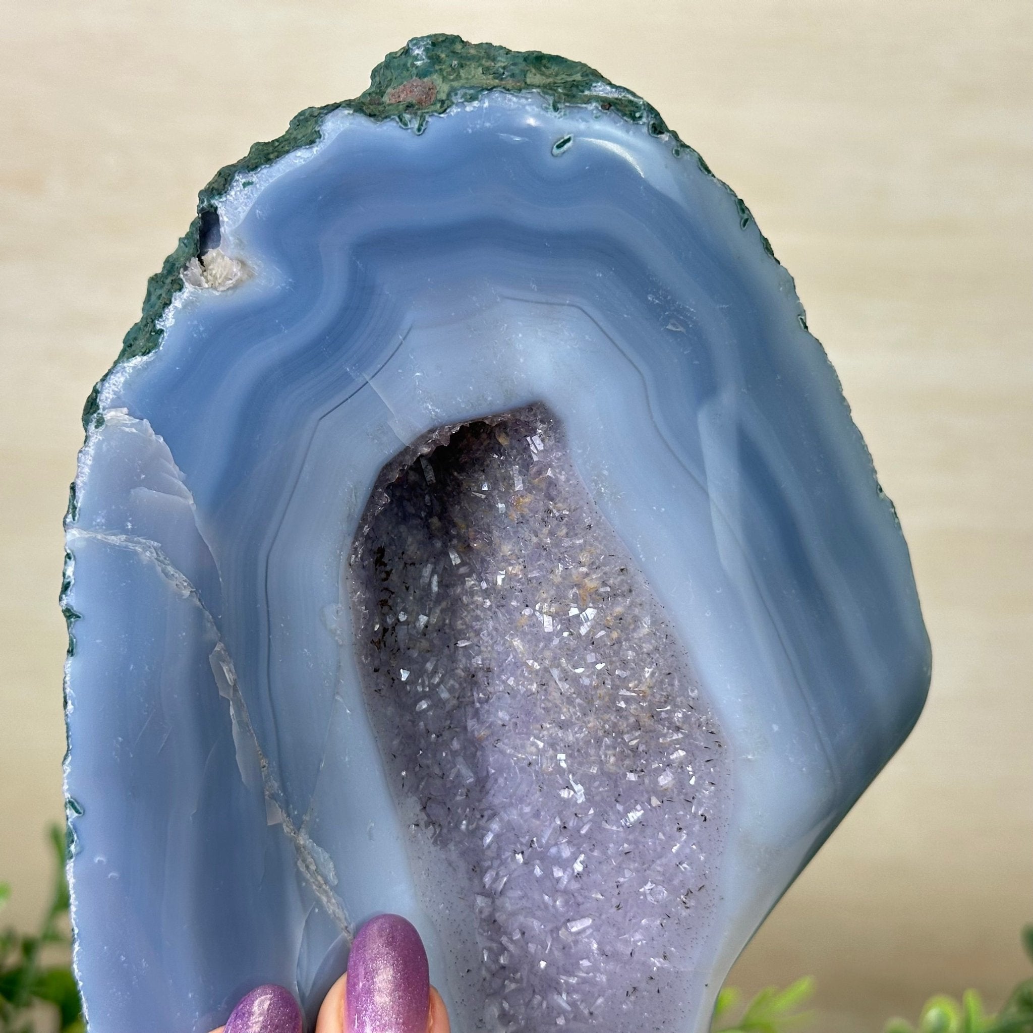 Amethyst Cluster on a Metal Base, 3.5 lbs & 9.5" Tall #5491 - 0205 - Brazil GemsBrazil GemsAmethyst Cluster on a Metal Base, 3.5 lbs & 9.5" Tall #5491 - 0205Clusters on Fixed Bases5491 - 0205