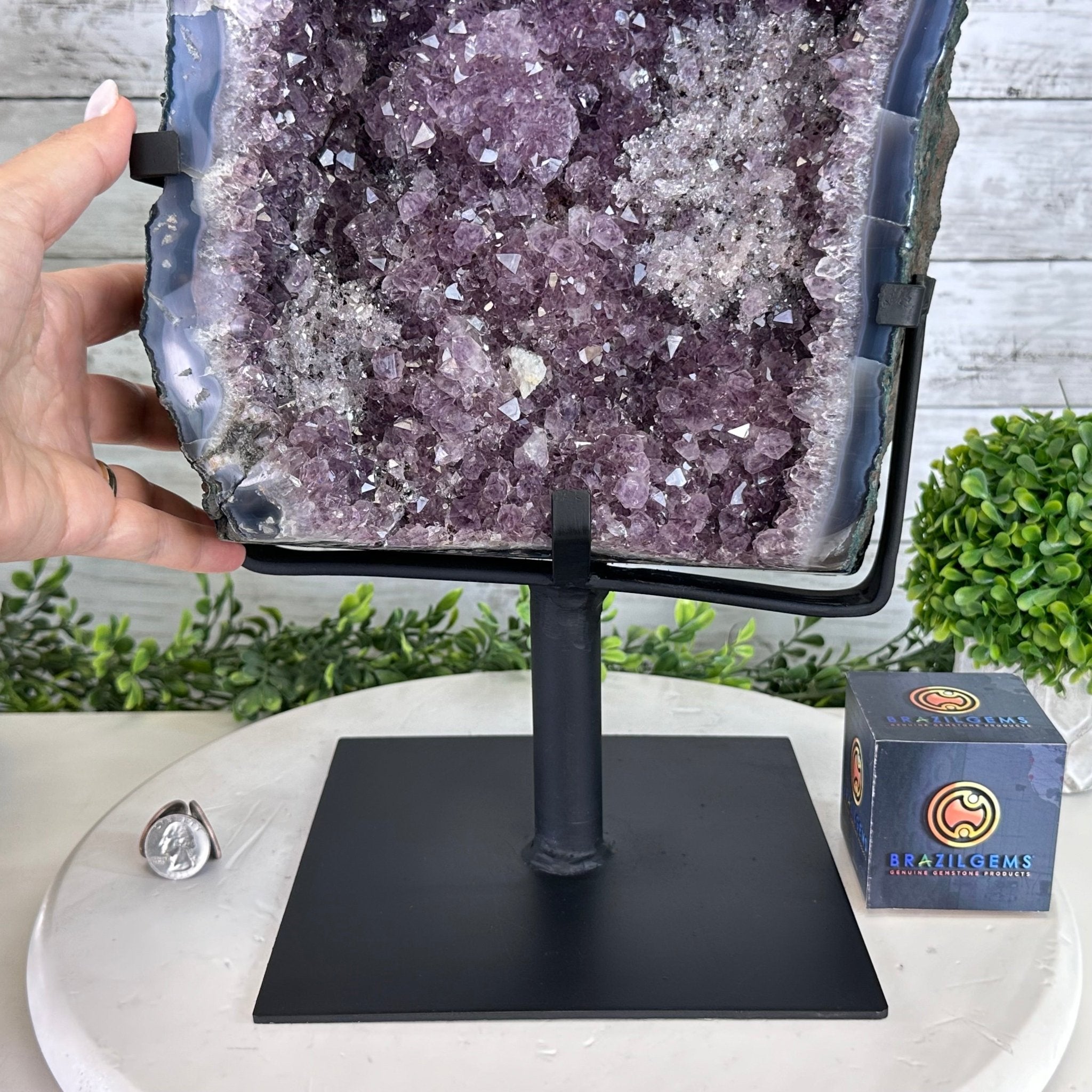 Amethyst Cluster on a Metal Base, 39.9 lbs & 20.5" Tall #5491 - 0107 - Brazil GemsBrazil GemsAmethyst Cluster on a Metal Base, 39.9 lbs & 20.5" Tall #5491 - 0107Clusters on Fixed Bases5491 - 0107