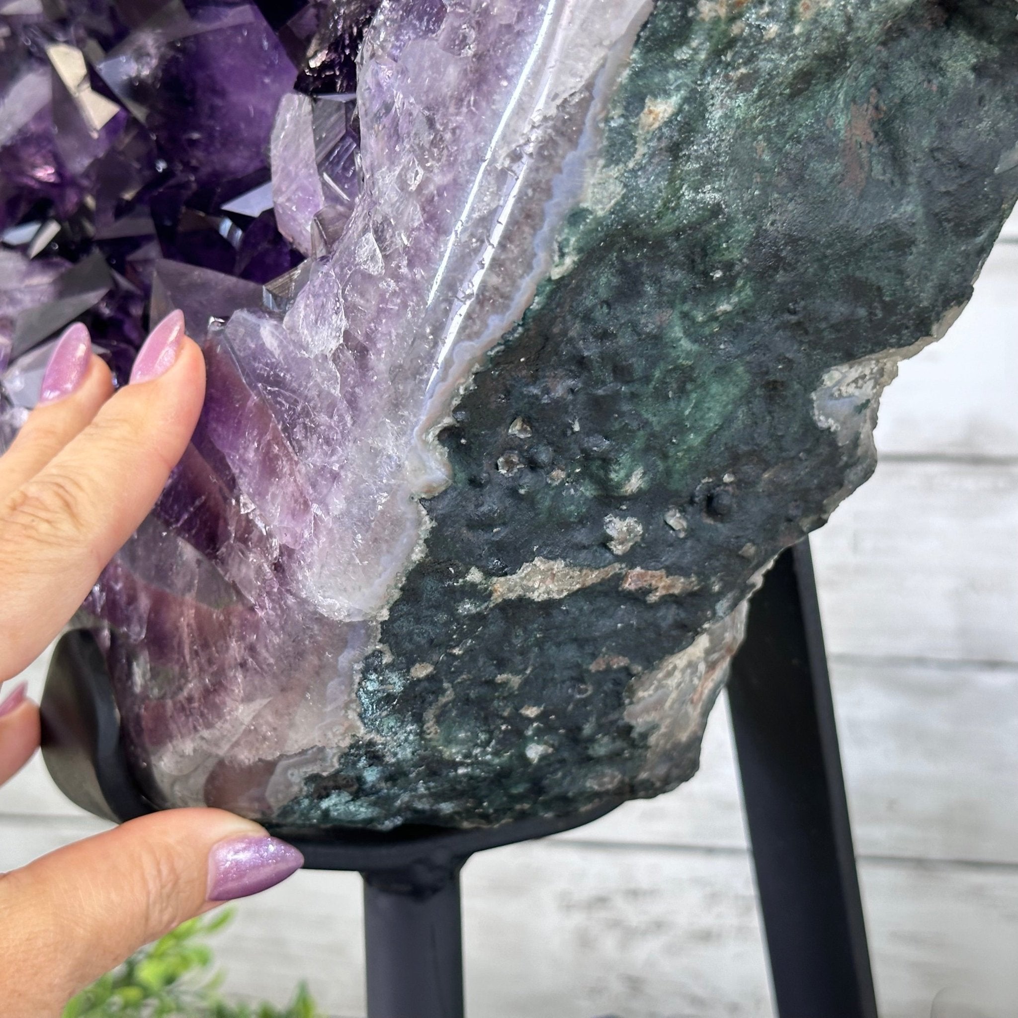 Amethyst Cluster on a Metal Base, 74.3 lbs & 23.5" Tall, #5491 - 0151 - Brazil GemsBrazil GemsAmethyst Cluster on a Metal Base, 74.3 lbs & 23.5" Tall, #5491 - 0151Clusters on Fixed Bases5491 - 0151