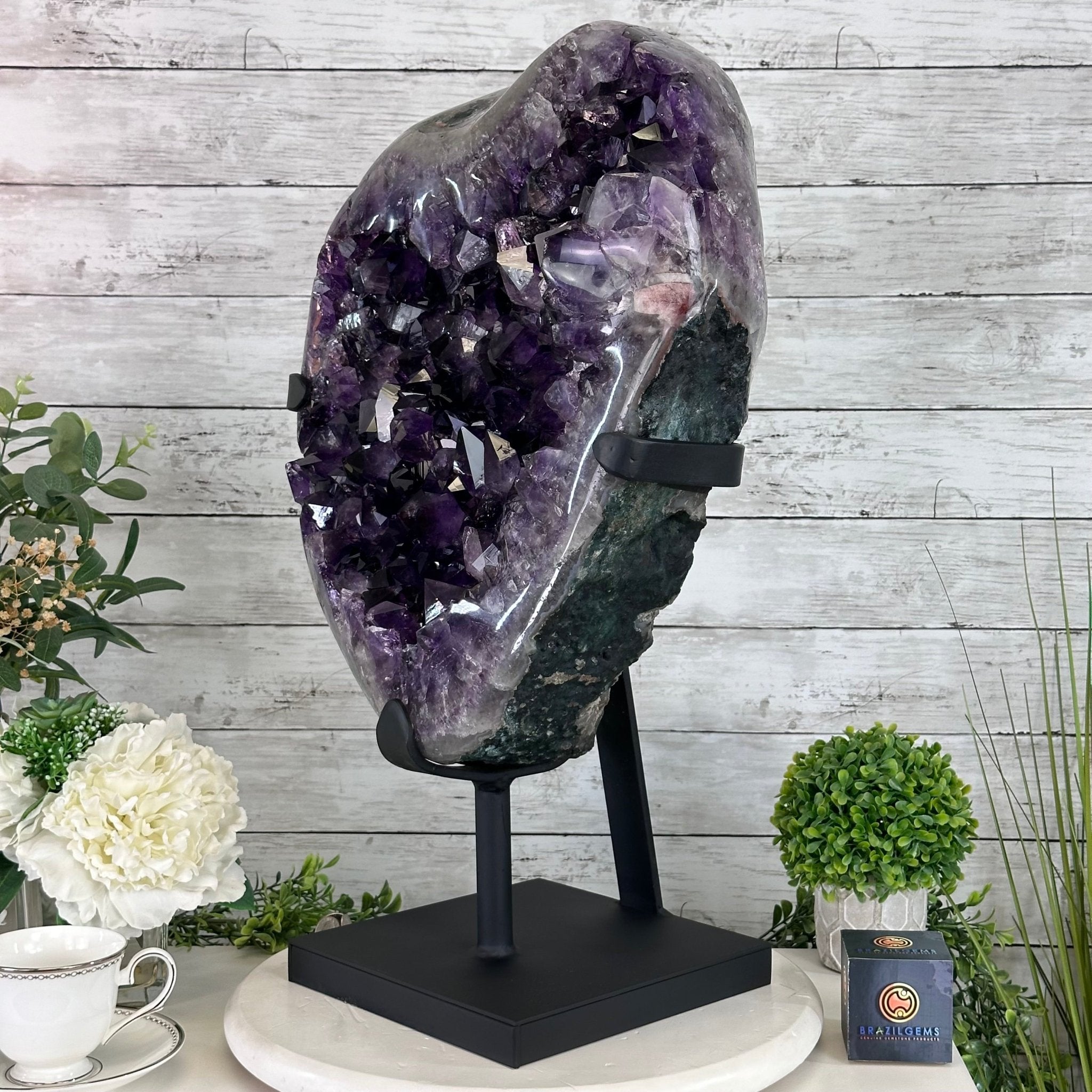 Amethyst Cluster on a Metal Base, 74.3 lbs & 23.5" Tall, #5491 - 0151 - Brazil GemsBrazil GemsAmethyst Cluster on a Metal Base, 74.3 lbs & 23.5" Tall, #5491 - 0151Clusters on Fixed Bases5491 - 0151