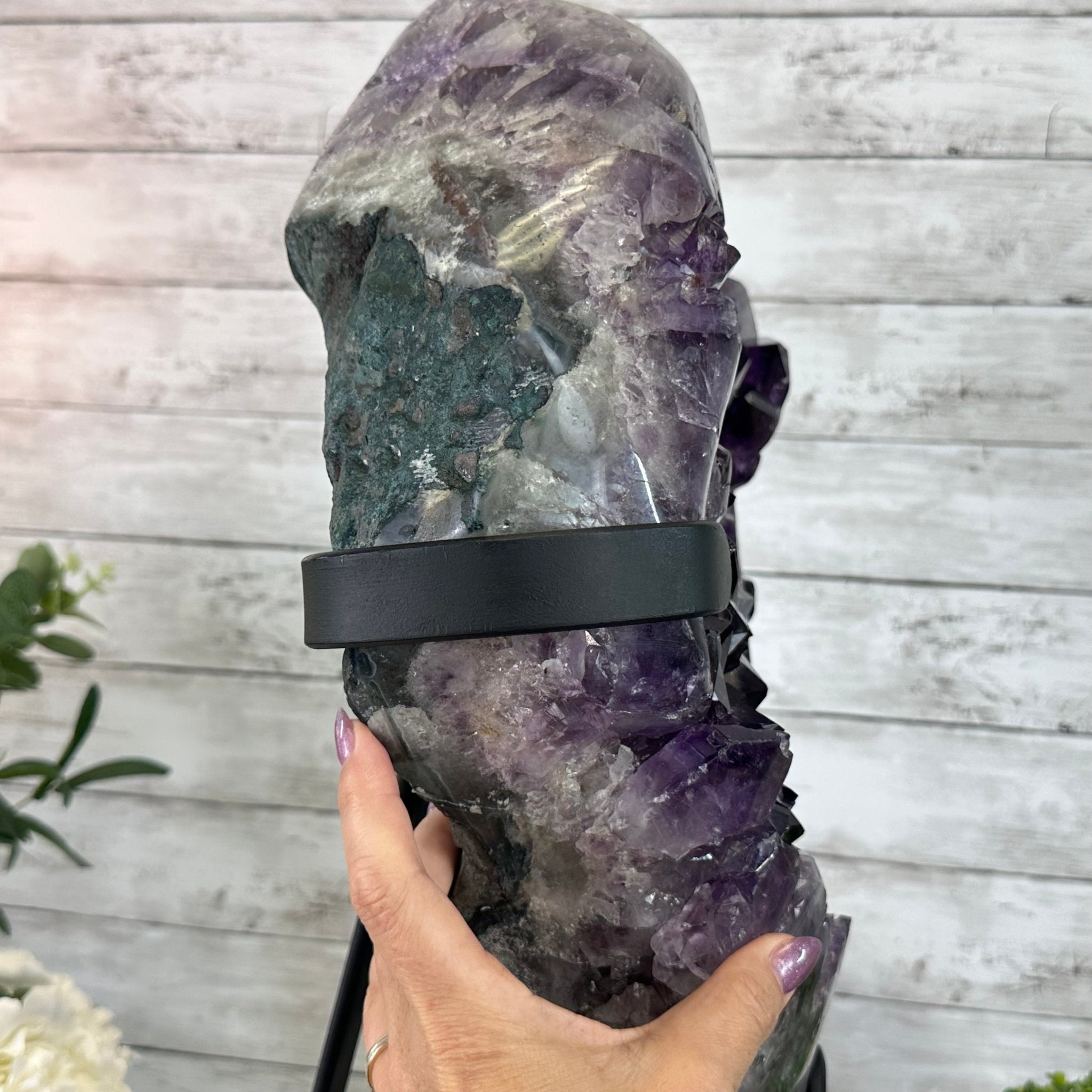 Amethyst Cluster on a Metal Base, 74.3 lbs & 23.5" Tall, #5491 - 0151 - Brazil GemsBrazil GemsAmethyst Cluster on a Metal Base, 74.3 lbs & 23.5" Tall, #5491 - 0151Clusters on Fixed Bases5491 - 0151