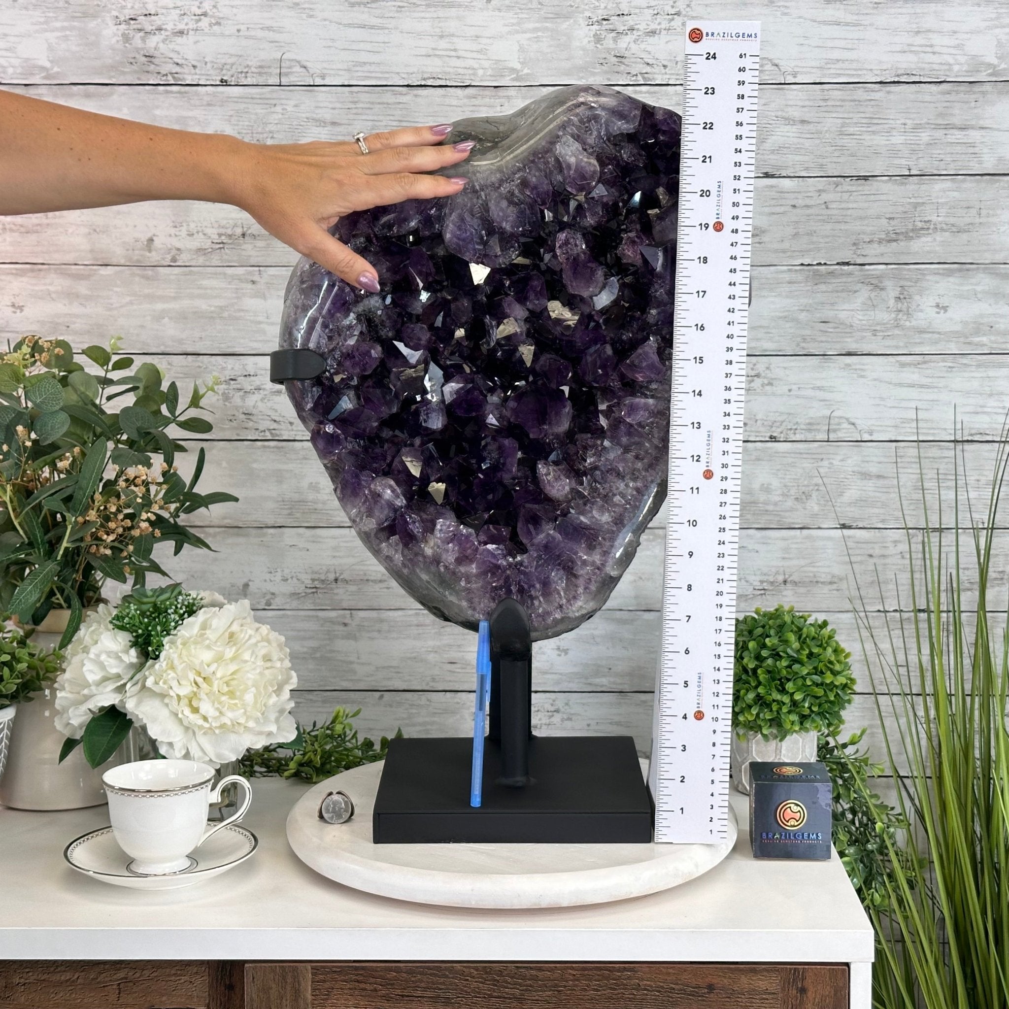 Amethyst Cluster on a Metal Base, 74.3 lbs & 23.5" Tall, #5491 - 0151 - Brazil GemsBrazil GemsAmethyst Cluster on a Metal Base, 74.3 lbs & 23.5" Tall, #5491 - 0151Clusters on Fixed Bases5491 - 0151