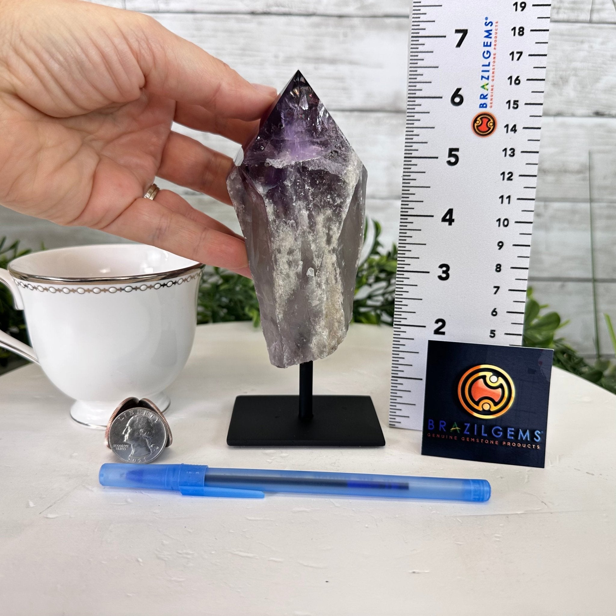 Amethyst Crystal Point on a Metal Stand, 6.1" Tall Model #3122AM-009 by Brazil Gems - Brazil GemsBrazil GemsAmethyst Crystal Point on a Metal Stand, 6.1" Tall Model #3122AM-009 by Brazil GemsCrystal Points3122AM-009