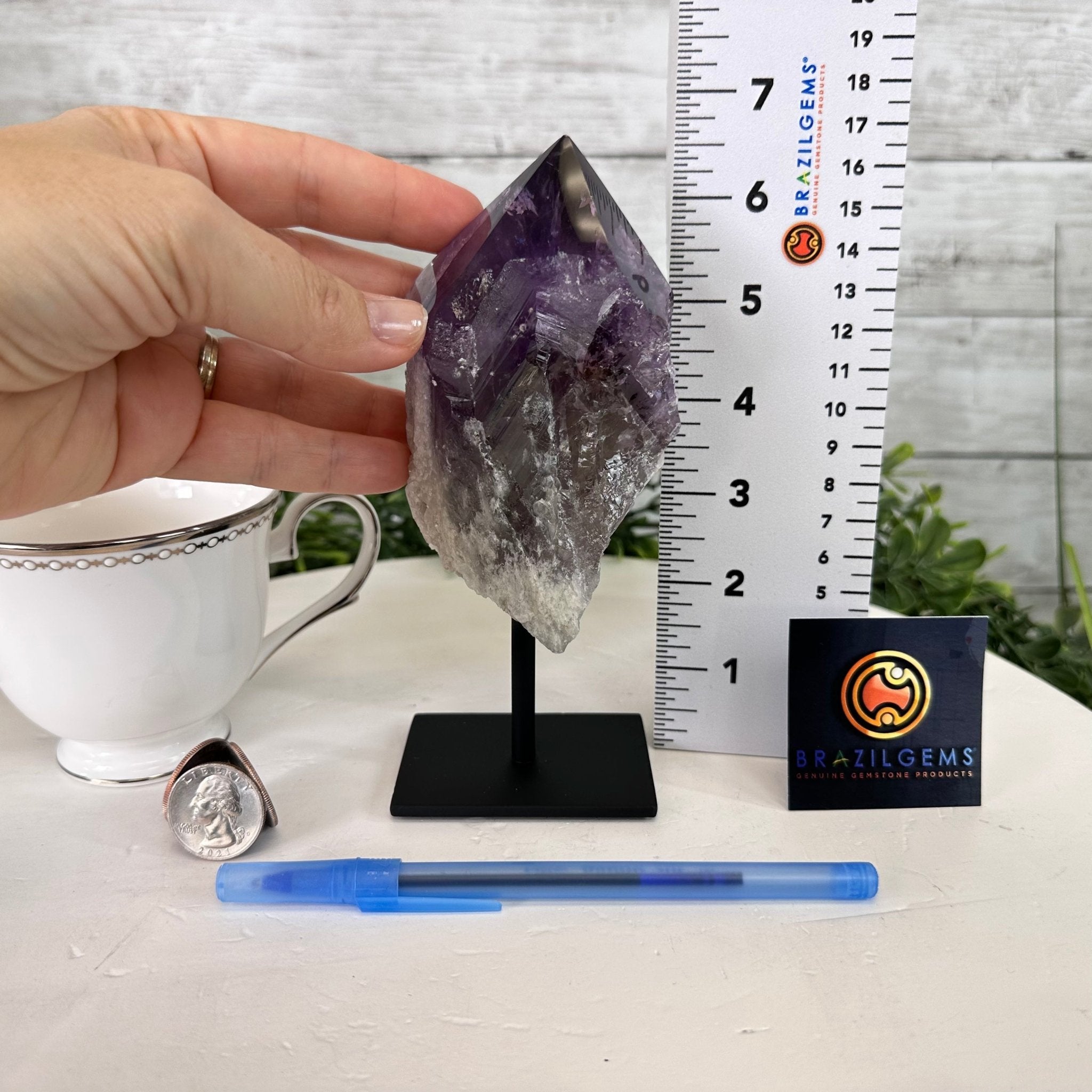 Amethyst Crystal Point on a Metal Stand, 6.5" Tall Model #3122AM-002 by Brazil Gems - Brazil GemsBrazil GemsAmethyst Crystal Point on a Metal Stand, 6.5" Tall Model #3122AM-002 by Brazil GemsCrystal Points3122AM-002