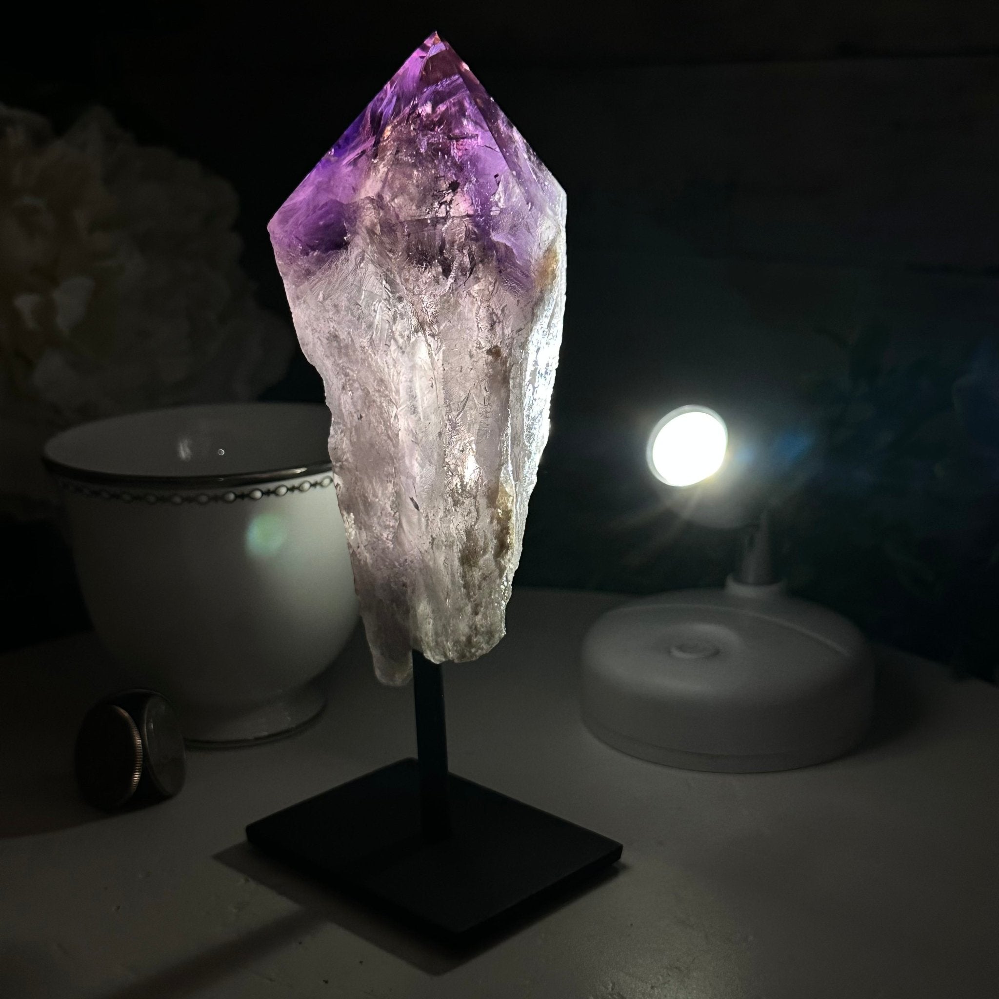 Amethyst Crystal Point on a Metal Stand #3122AM-008 | Brazil