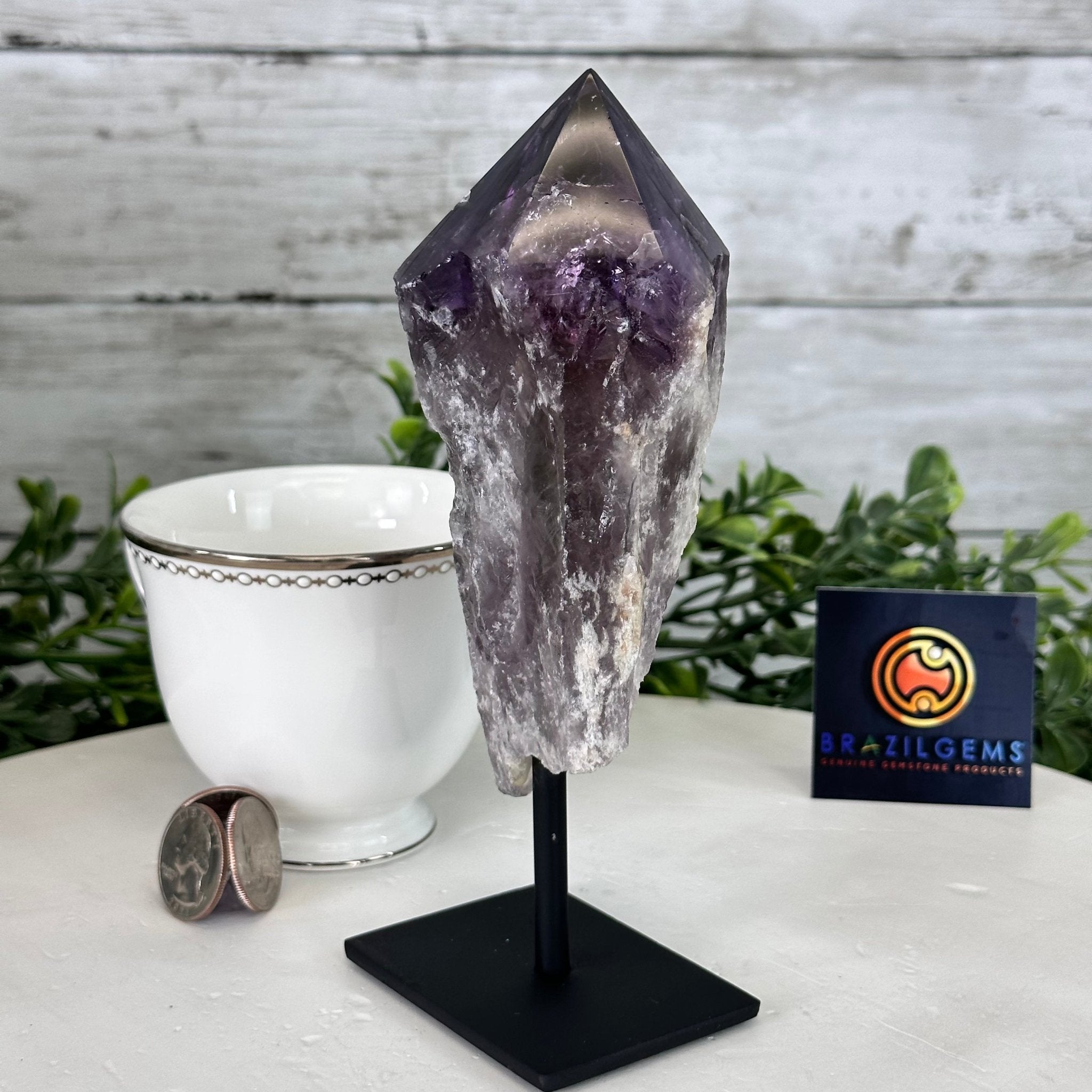 Amethyst Crystal Point on a Metal Stand #3122AM-008 | Brazil