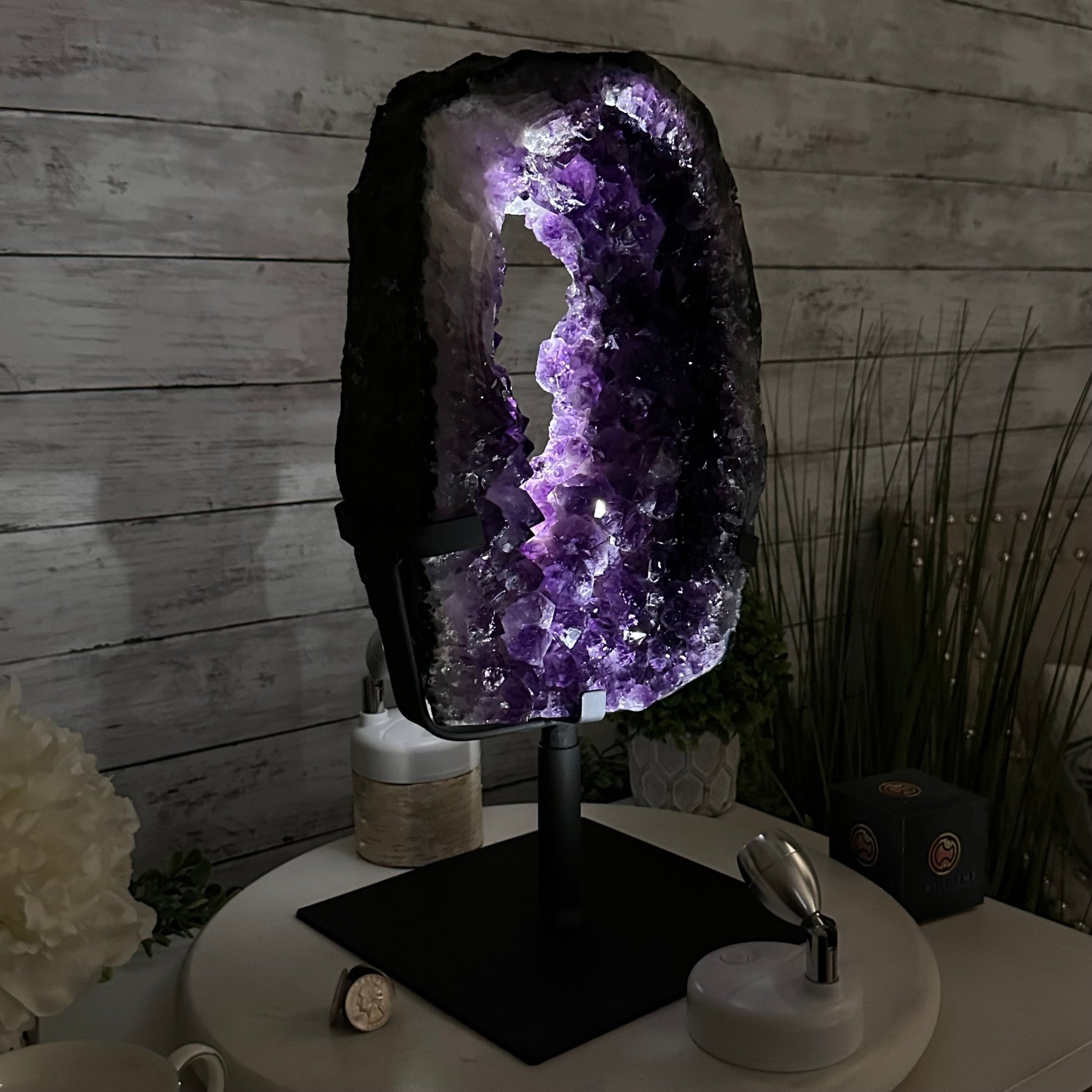 Amethyst Crystal Portal on a Metal Stand, 20.6 lbs & 17" tall #5606 - 0127 - Brazil GemsBrazil GemsAmethyst Crystal Portal on a Metal Stand, 20.6 lbs & 17" tall #5606 - 0127Portals on Fixed Bases5606 - 0127