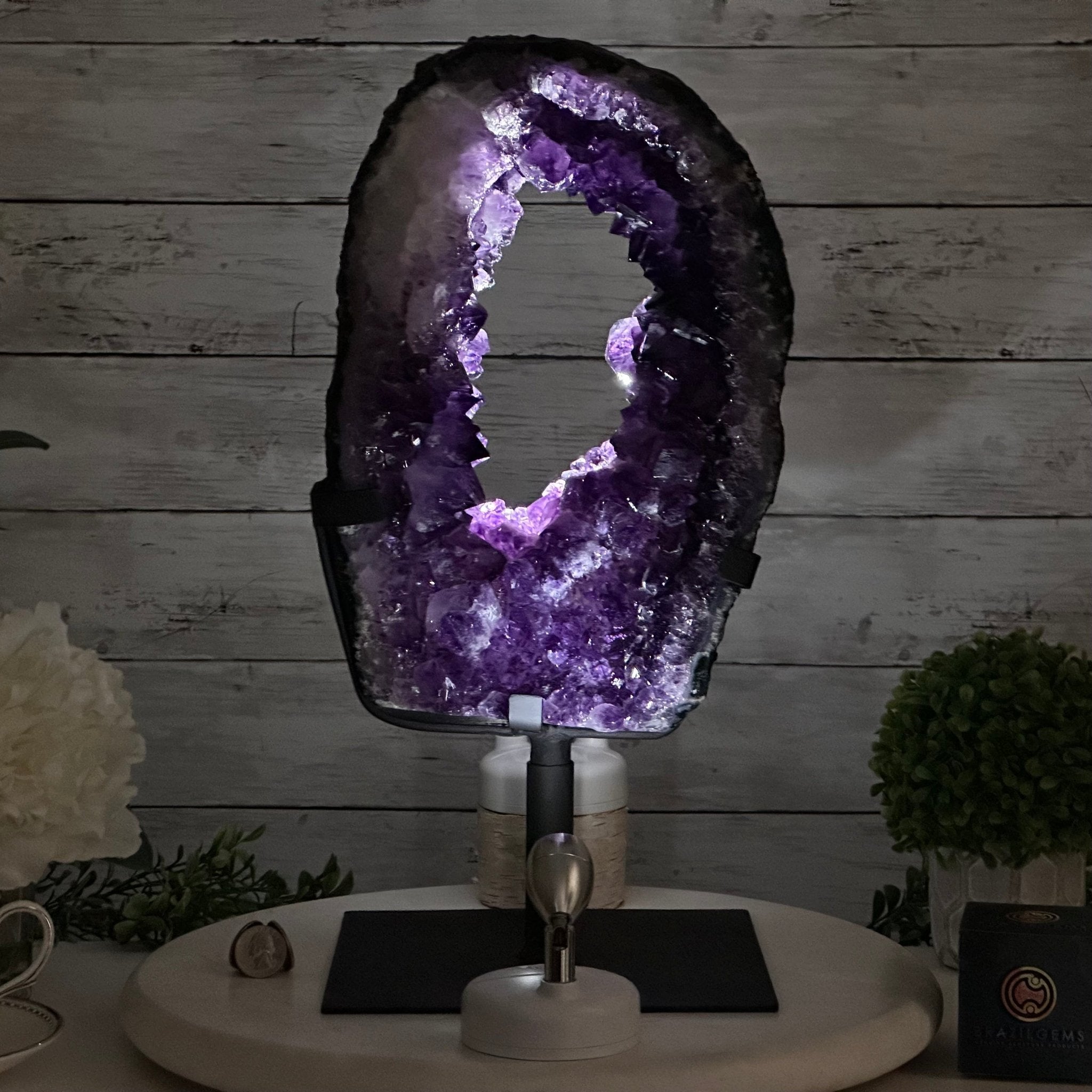 Amethyst Crystal Portal on a Metal Stand, 20.6 lbs & 17" tall #5606 - 0127 - Brazil GemsBrazil GemsAmethyst Crystal Portal on a Metal Stand, 20.6 lbs & 17" tall #5606 - 0127Portals on Fixed Bases5606 - 0127