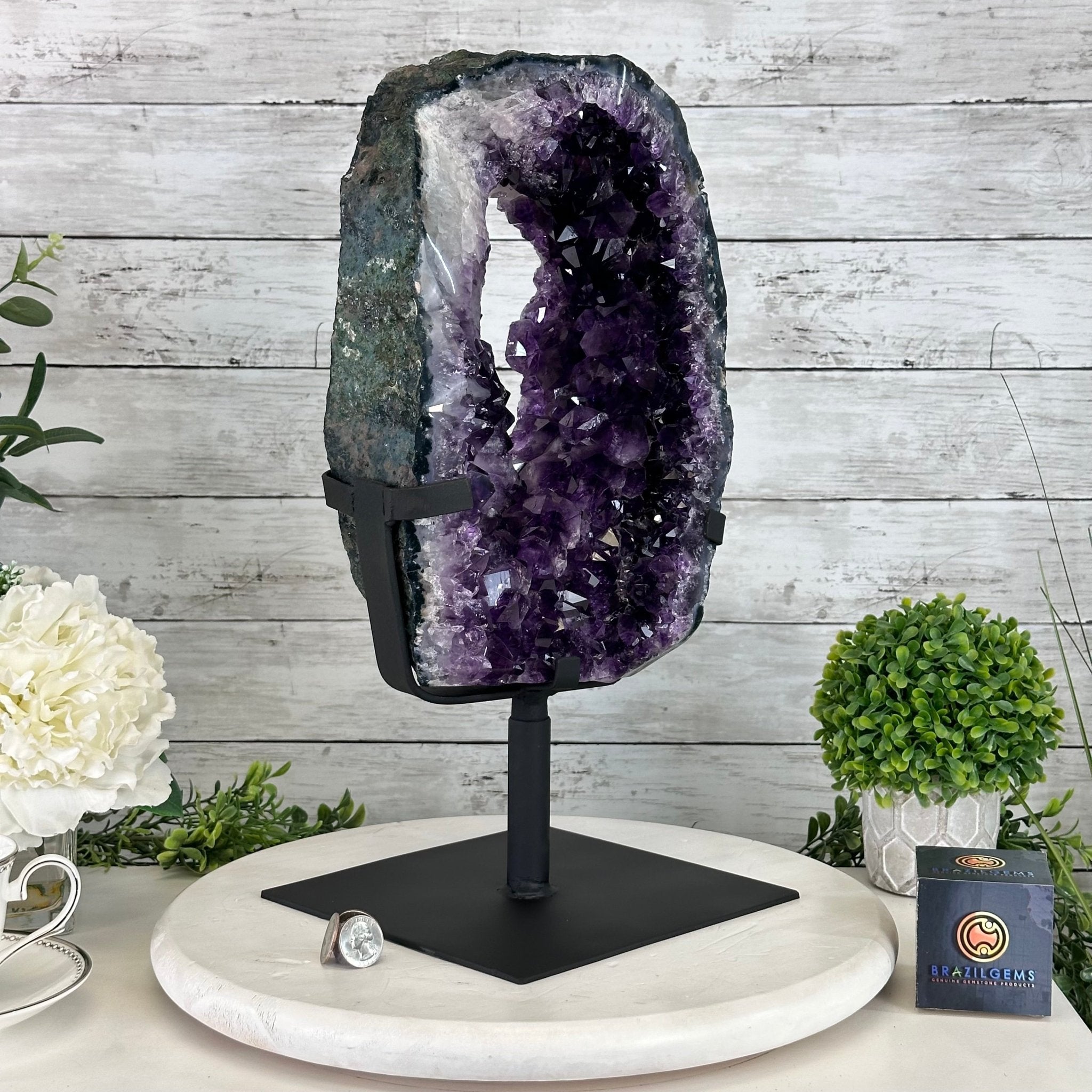 Amethyst Crystal Portal on a Metal Stand, 20.6 lbs & 17" tall #5606 - 0127 - Brazil GemsBrazil GemsAmethyst Crystal Portal on a Metal Stand, 20.6 lbs & 17" tall #5606 - 0127Portals on Fixed Bases5606 - 0127