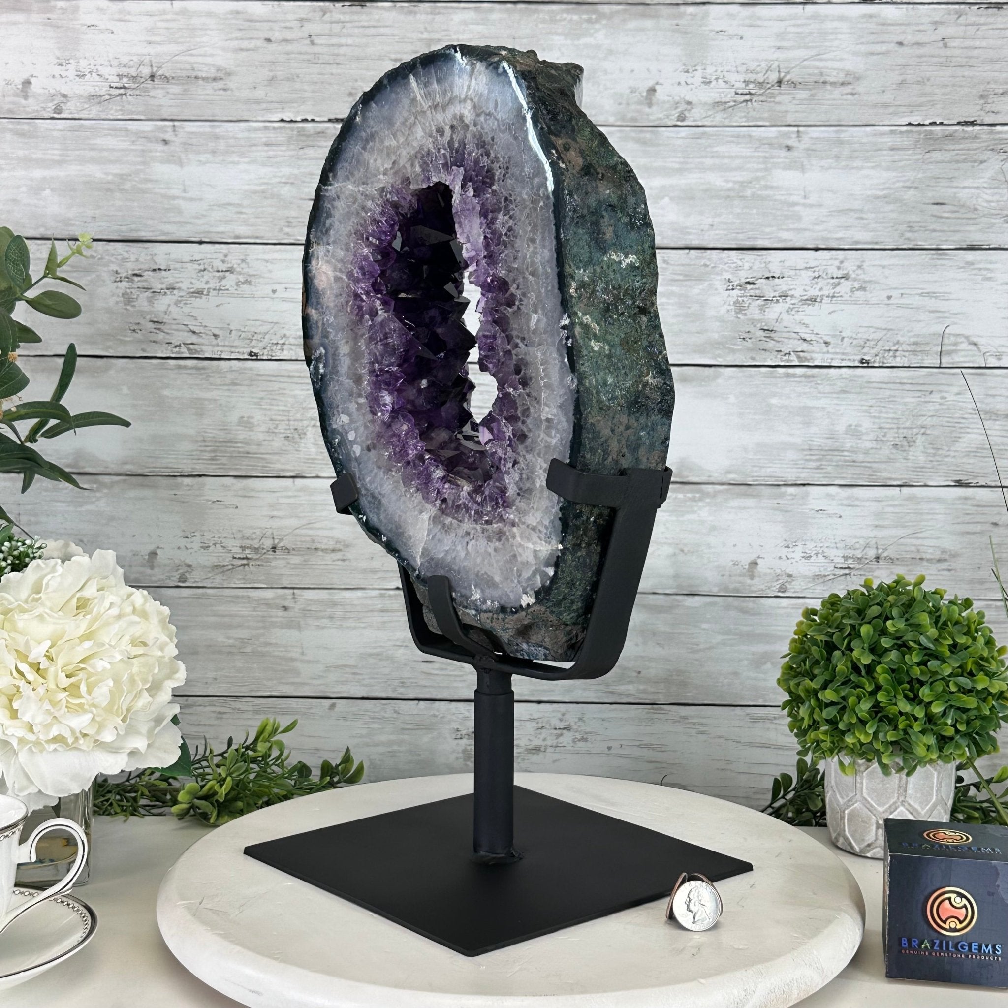 Amethyst Crystal Portal on a Metal Stand, 20.6 lbs & 17" tall #5606 - 0127 - Brazil GemsBrazil GemsAmethyst Crystal Portal on a Metal Stand, 20.6 lbs & 17" tall #5606 - 0127Portals on Fixed Bases5606 - 0127