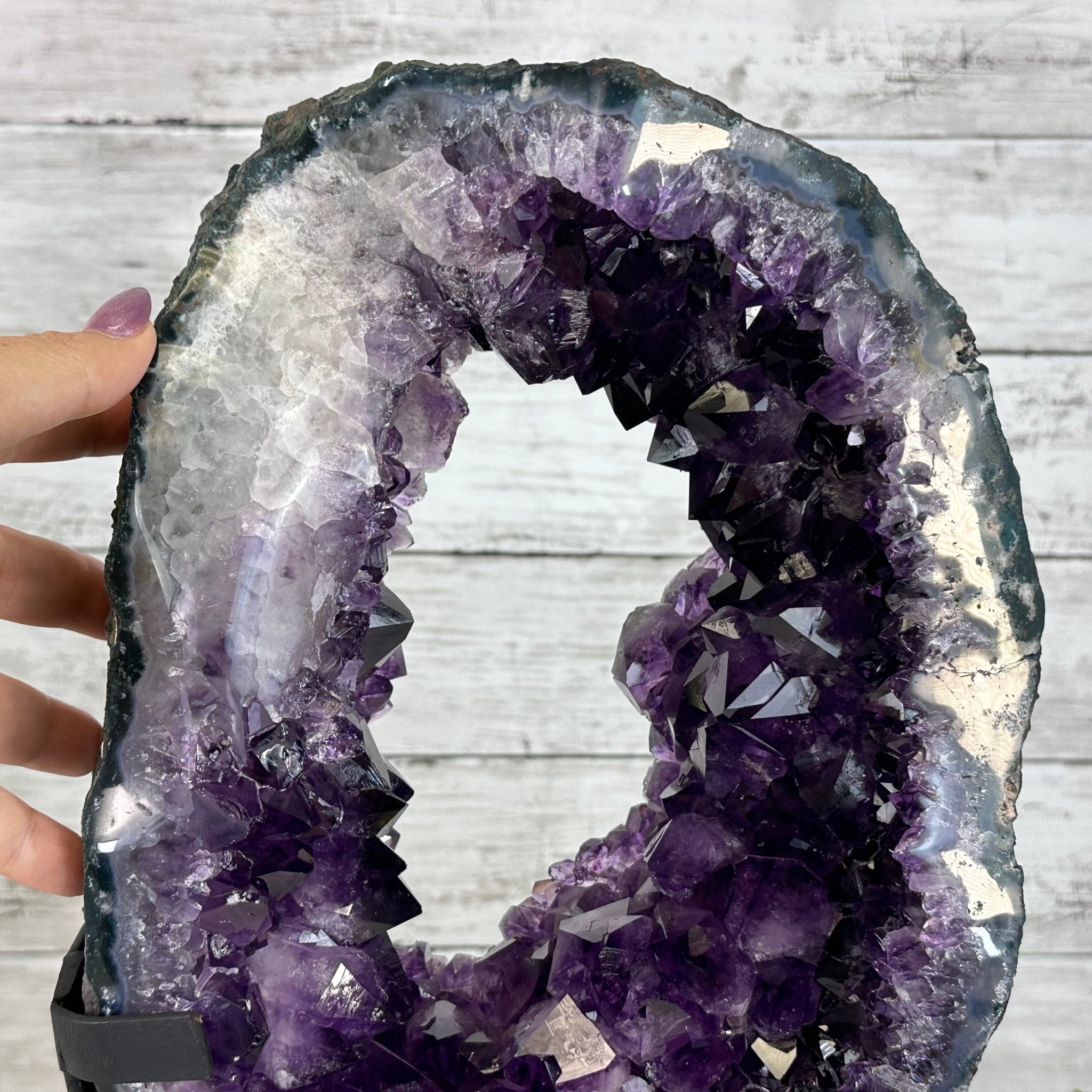 Amethyst Crystal Portal on a Metal Stand, 20.6 lbs & 17" tall #5606 - 0127 - Brazil GemsBrazil GemsAmethyst Crystal Portal on a Metal Stand, 20.6 lbs & 17" tall #5606 - 0127Portals on Fixed Bases5606 - 0127