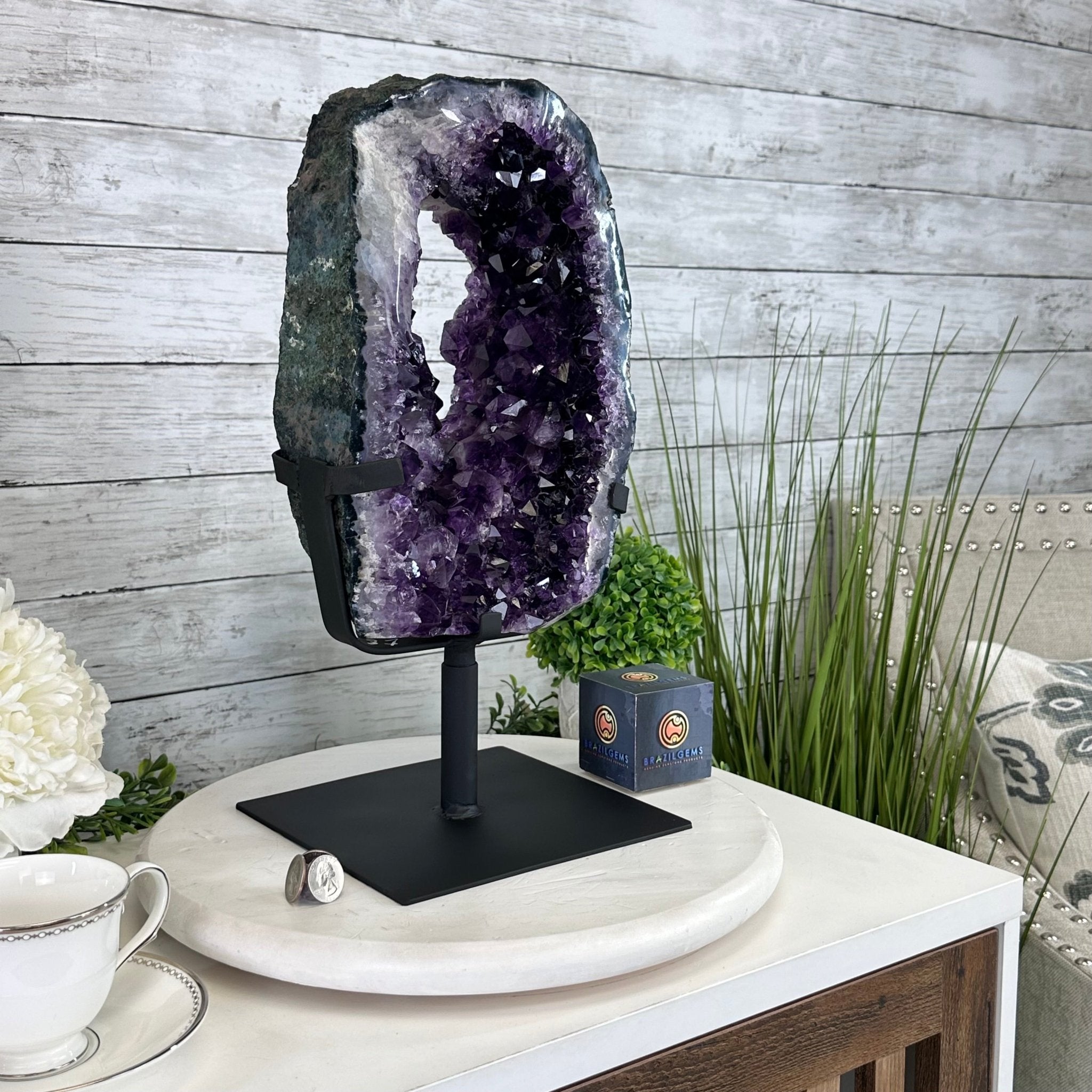 Amethyst Crystal Portal on a Metal Stand, 20.6 lbs & 17" tall #5606 - 0127 - Brazil GemsBrazil GemsAmethyst Crystal Portal on a Metal Stand, 20.6 lbs & 17" tall #5606 - 0127Portals on Fixed Bases5606 - 0127